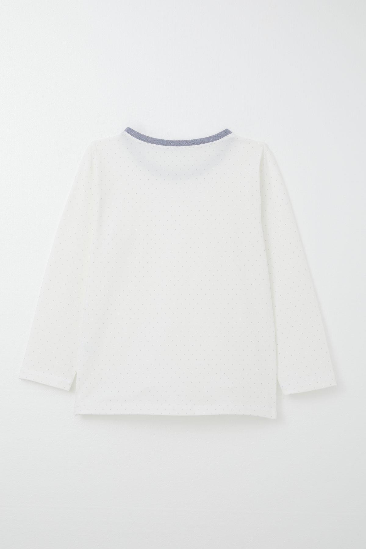 Breeze Erkek Çocuk Pijama Takımı Puantiye Desenli Ekru (4-8 Yaş)