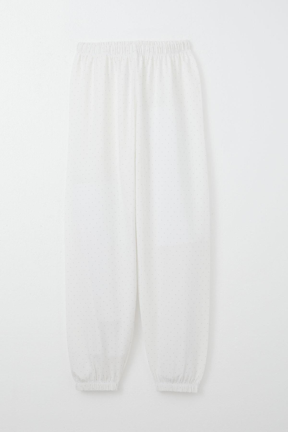 Breeze Erkek Çocuk Pijama Takımı Puantiye Desenli Ekru (4-8 Yaş)