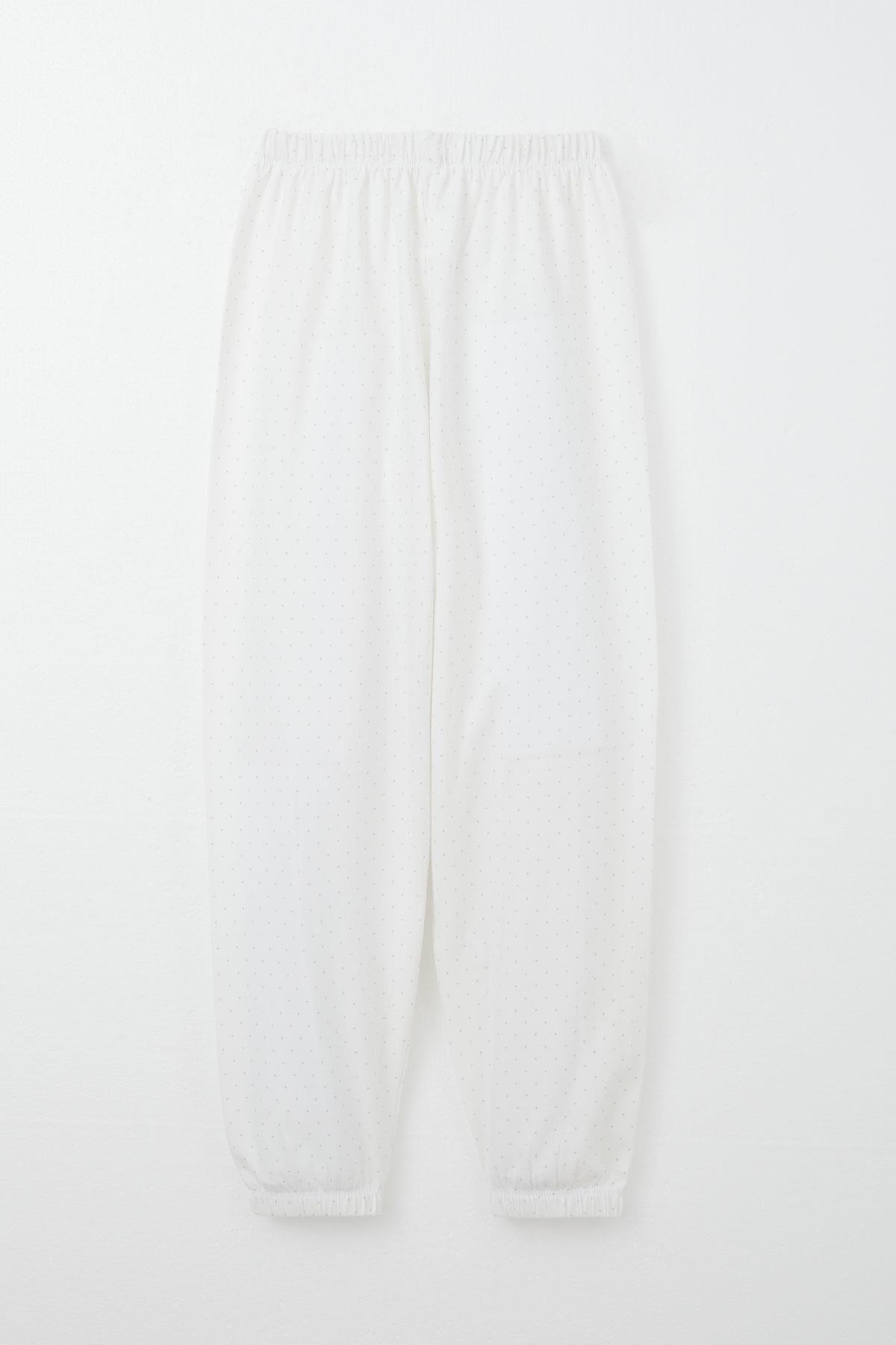 Breeze Erkek Çocuk Pijama Takımı Puantiye Desenli Ekru (4-8 Yaş)