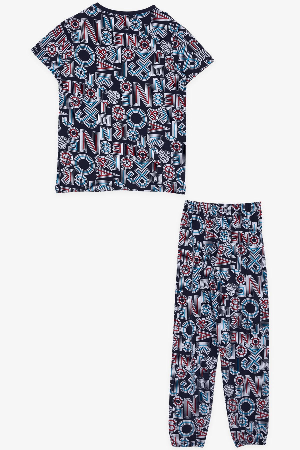 Breeze Erkek Çocuk Pijama Takımı Renkli Yazı Desenli Karışık Renk (4-8 Yaş)