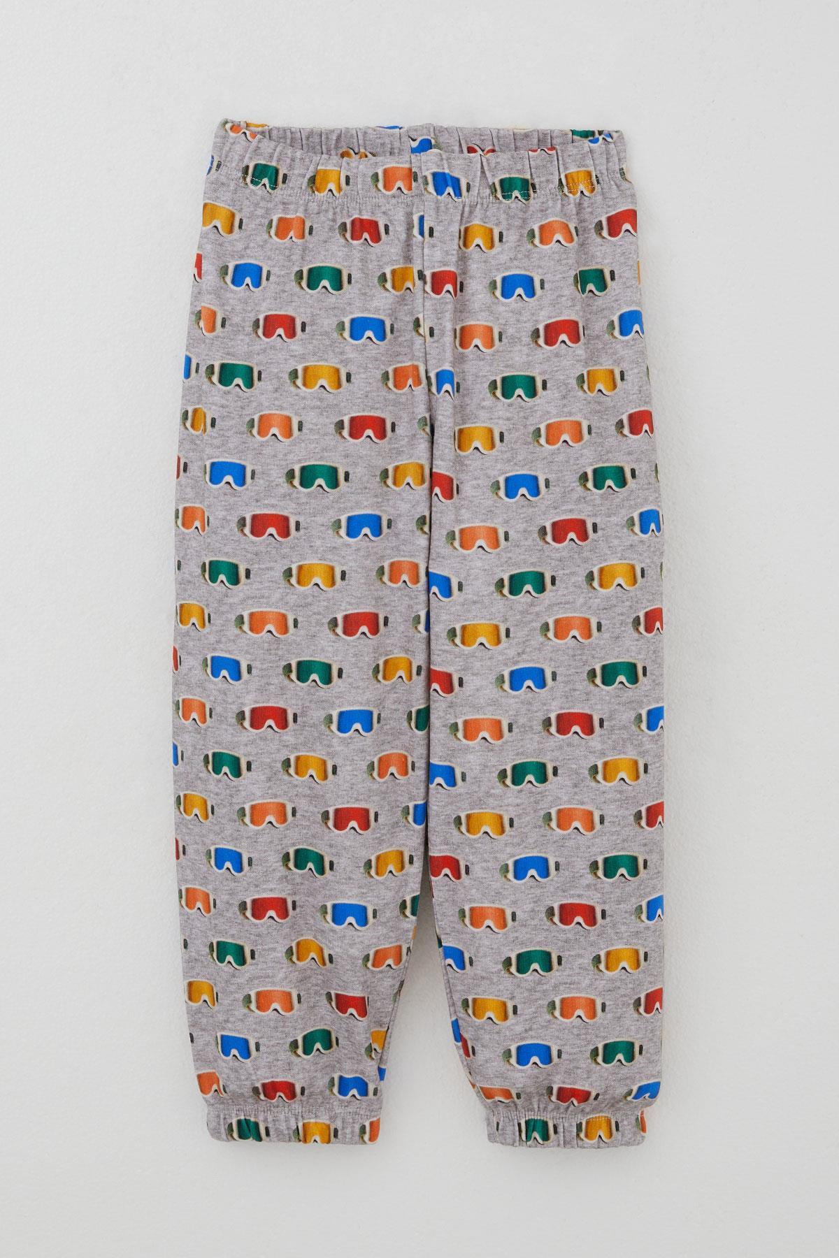 Breeze Erkek Çocuk Pijama Takımı Renkli Kayakçı Gözlüğü Desenli Gri Melanj (1-2 Yaş)