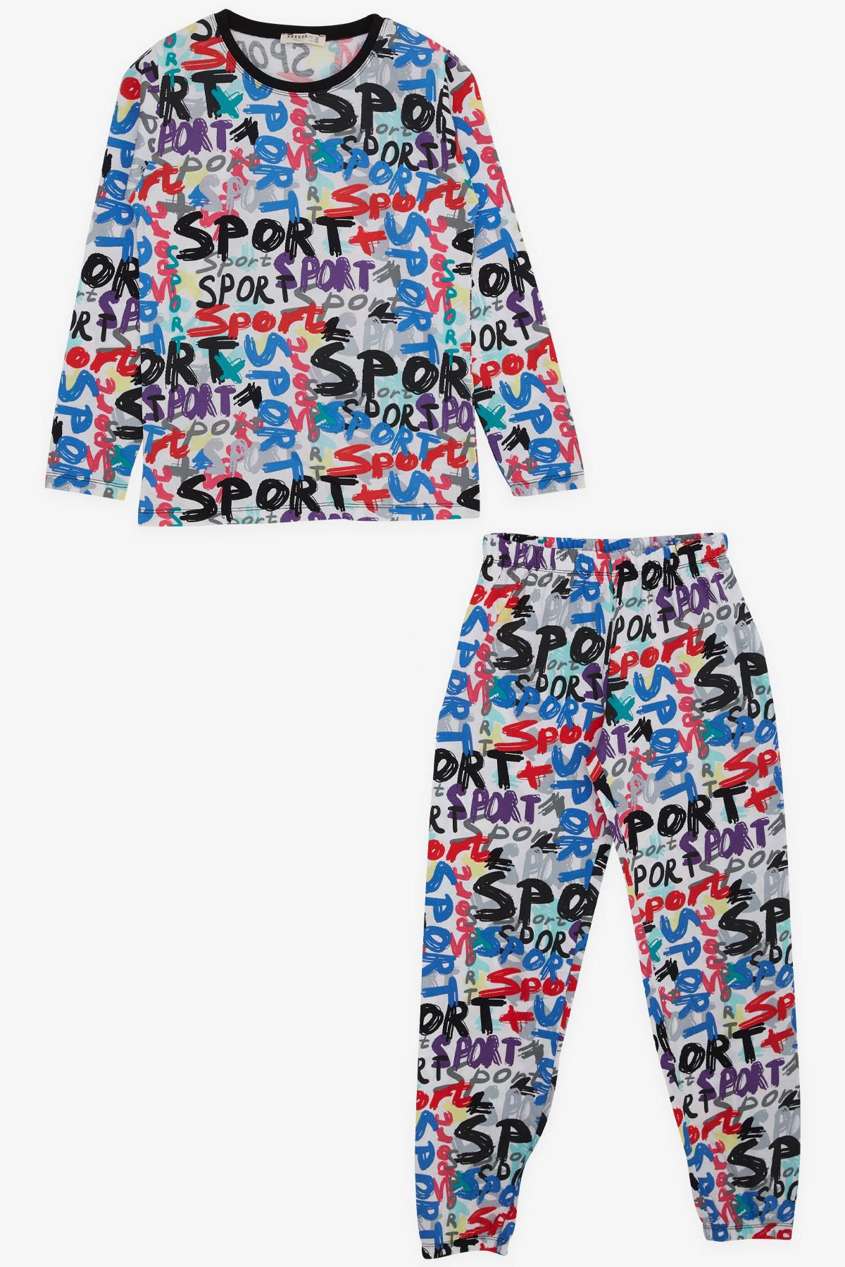 Breeze Erkek Çocuk Pijama Takımı Renkli Yazı Baskılı Karışık Renk (9-12 Yaş)