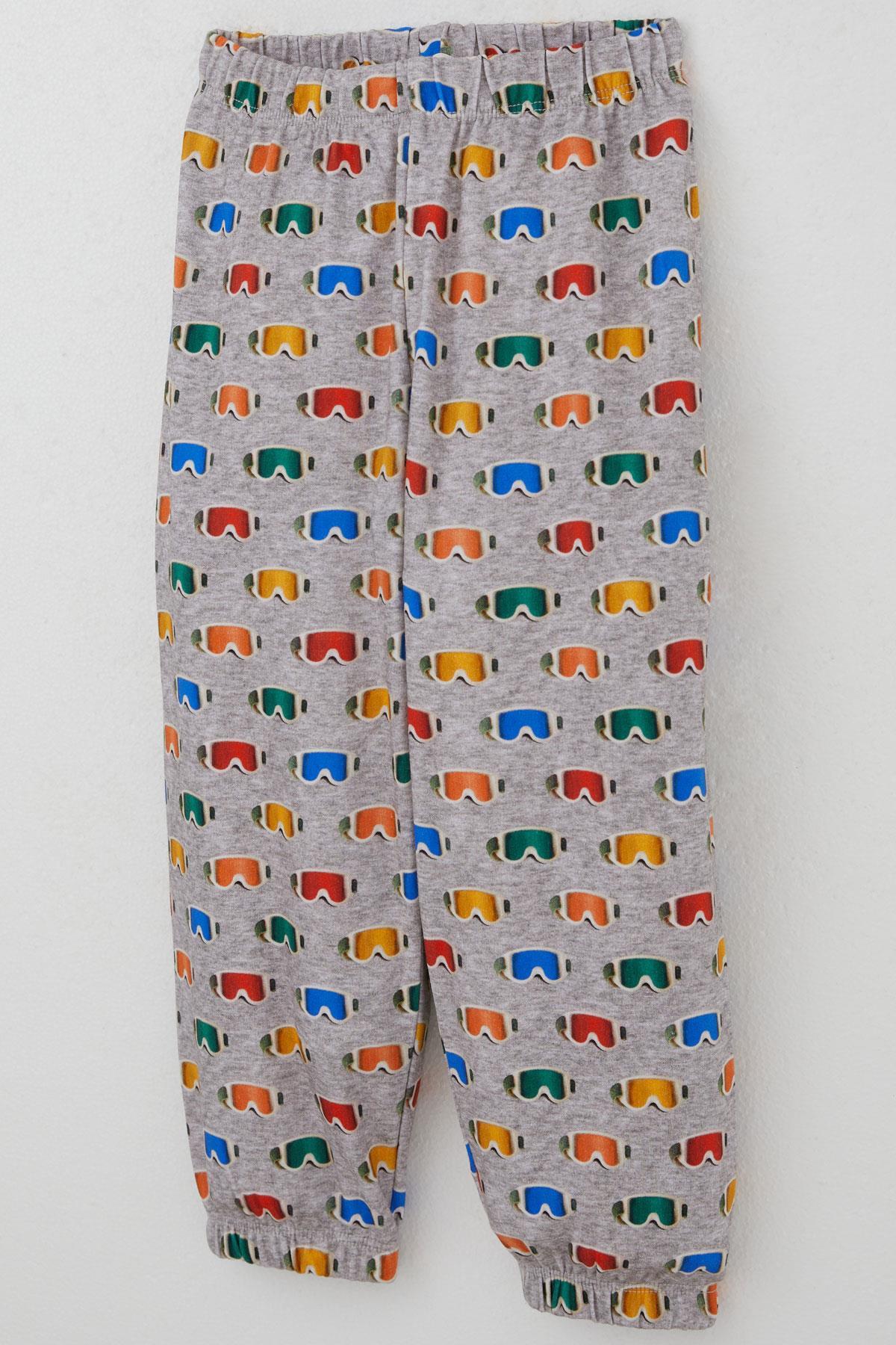 Breeze Erkek Çocuk Pijama Takımı Renkli Kayakçı Gözlüğü Desenli Gri Melanj (1-2 Yaş)