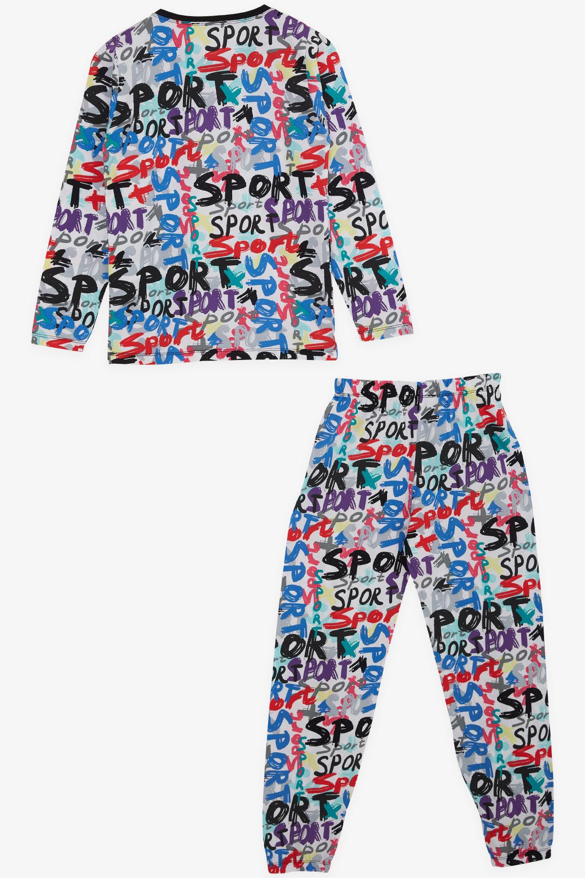 Breeze Erkek Çocuk Pijama Takımı Renkli Yazı Baskılı Karışık Renk (9-12 Yaş)