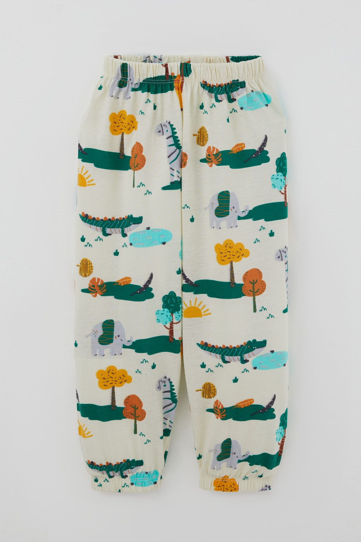 Breeze Erkek Çocuk Pijama Takımı Safari Temalı Sevimli Hayvancıklar Desenli Sarı (9 Ay-3 Yaş)