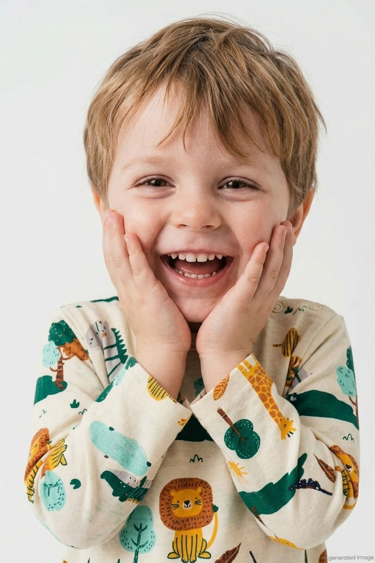 Breeze Erkek Çocuk Pijama Takımı Safari Temalı Sevimli Hayvancıklar Desenli Sarı (9 Ay-3 Yaş)