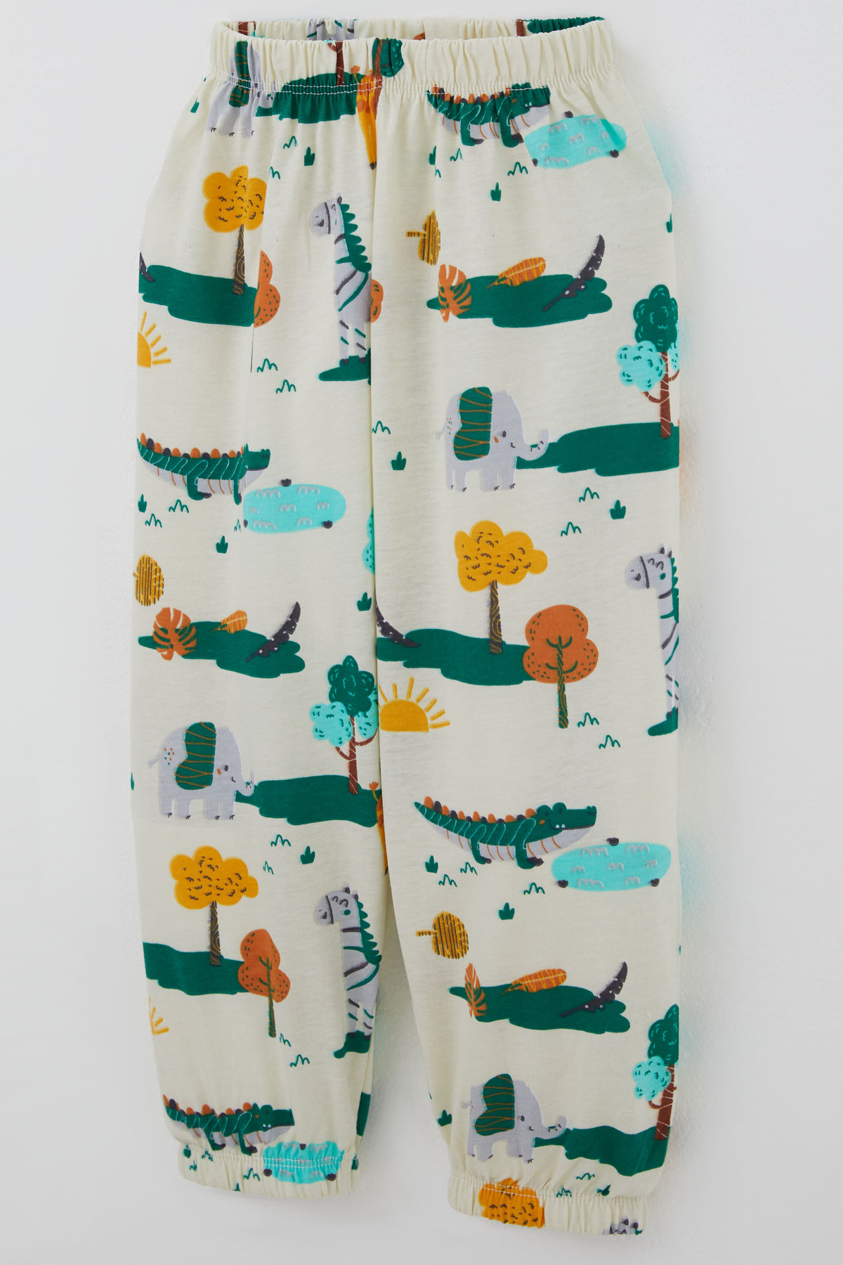 Breeze Erkek Çocuk Pijama Takımı Safari Temalı Sevimli Hayvancıklar Desenli Sarı (9 Ay-3 Yaş)