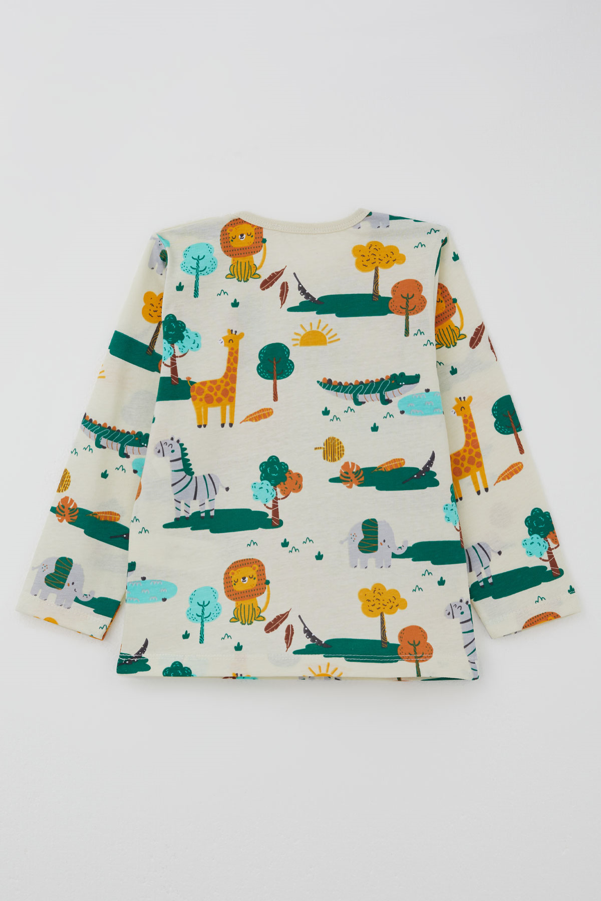Breeze Erkek Çocuk Pijama Takımı Safari Temalı Sevimli Hayvancıklar Desenli Sarı (9 Ay-3 Yaş)