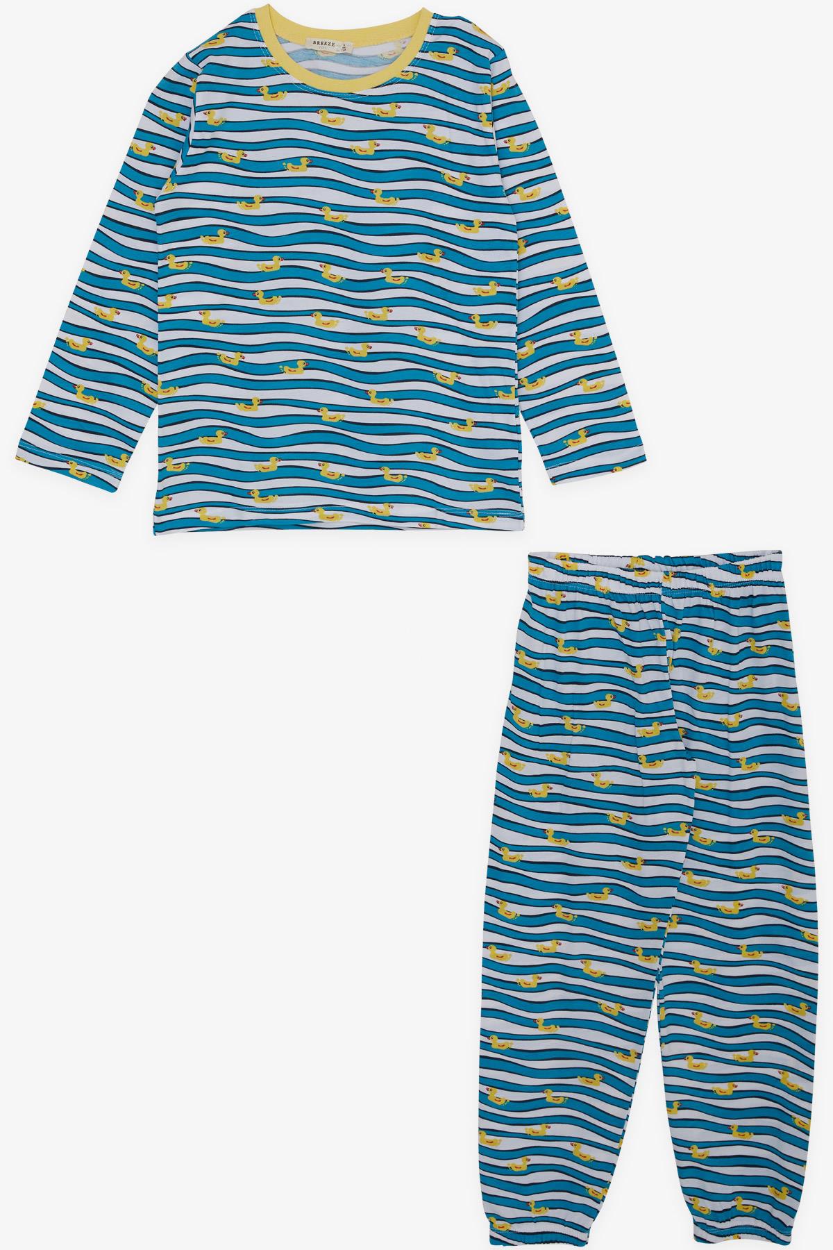 Breeze Erkek Çocuk Pijama Takımı Sevimli Ördek Desenli Karışık Renk (4-8 Yaş)