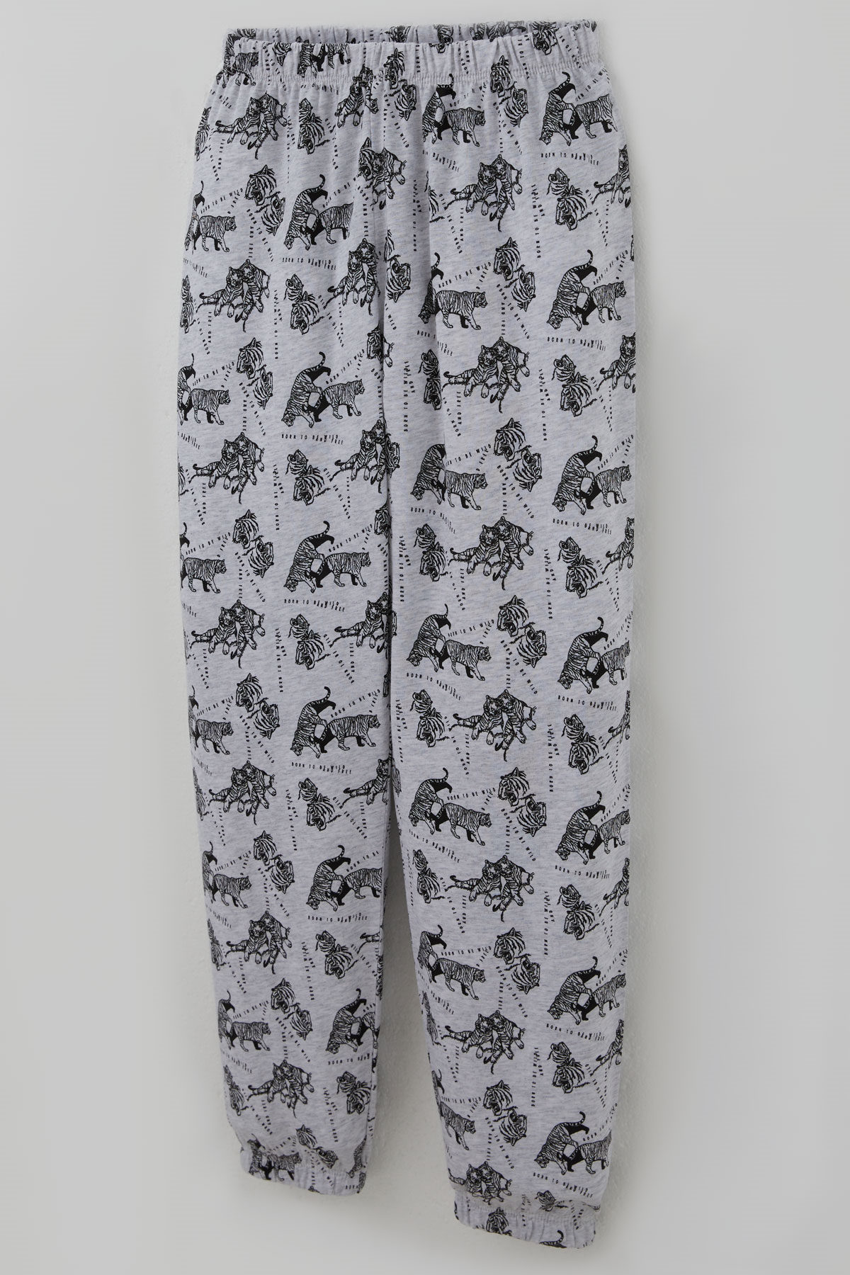 Breeze Erkek Çocuk Pijama Takımı Sevimli Kaplanlar Desenli Açık Gri Melanj (4-8 Yaş)