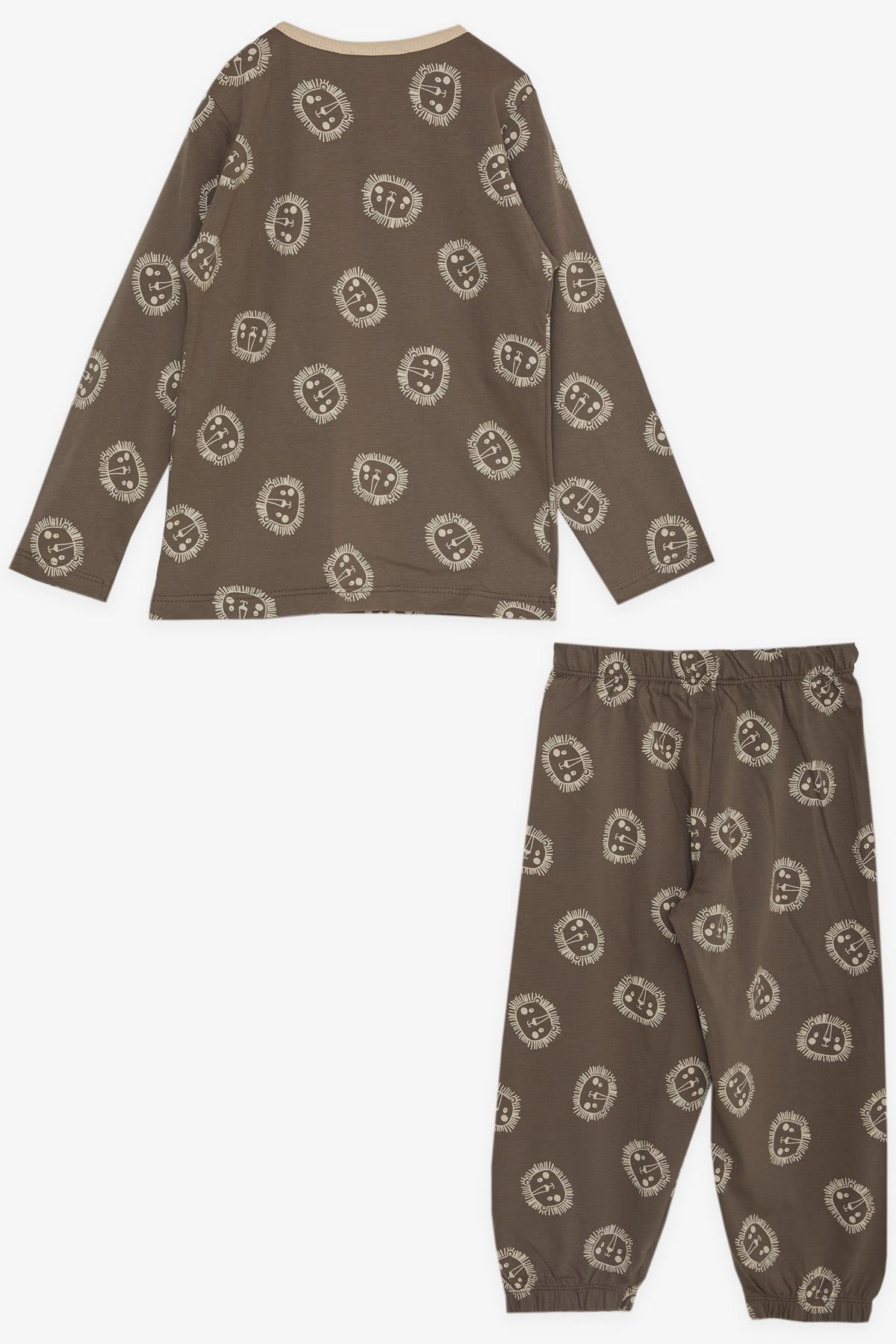 Breeze Erkek Çocuk Pijama Takımı Sevimli Aslancık Desenli Vizon (1-4 Yaş)