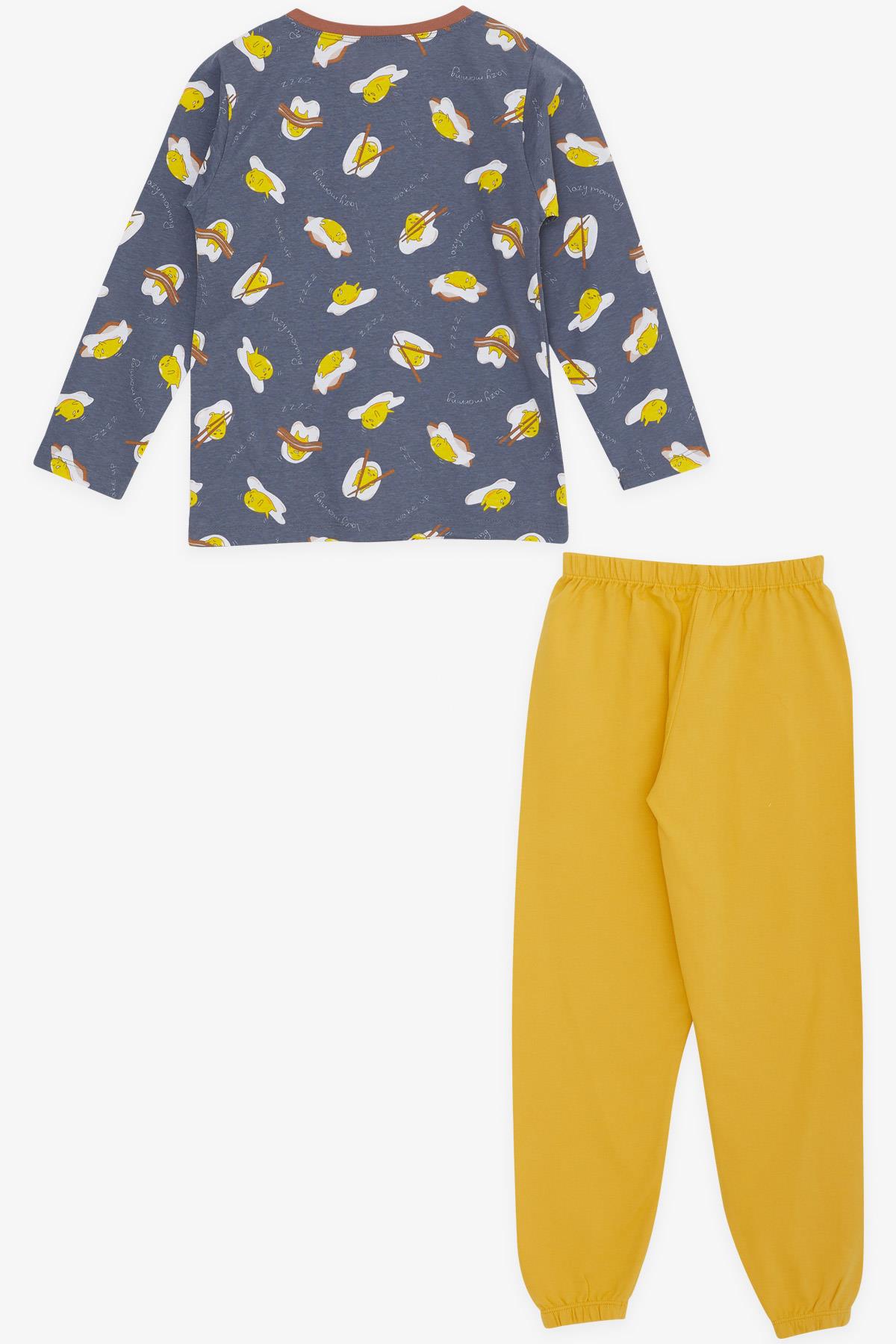 Breeze Erkek Çocuk Pijama Takımı Tembel Yumurtacık Füme (4-8 Yaş)