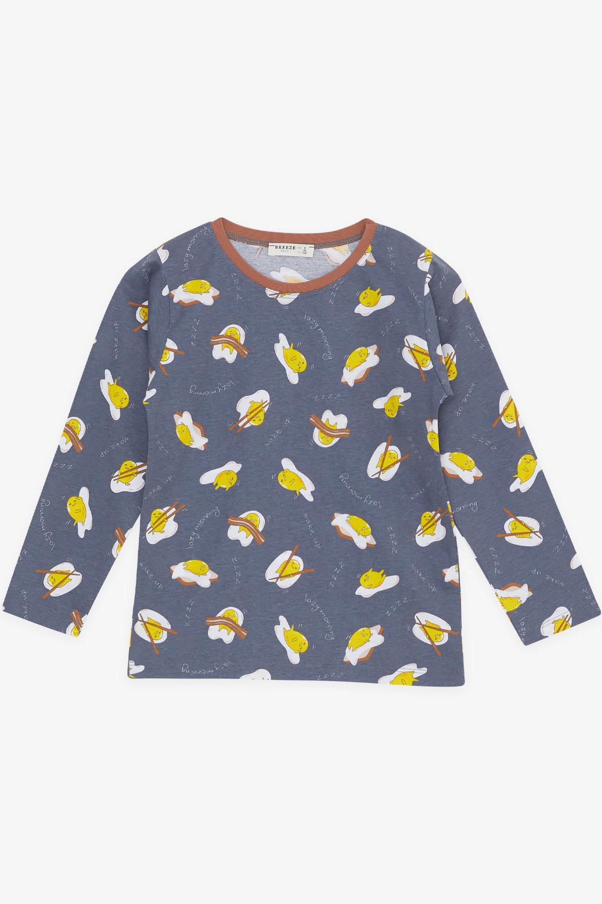 Breeze Erkek Çocuk Pijama Takımı Tembel Yumurtacık Füme (4-8 Yaş)