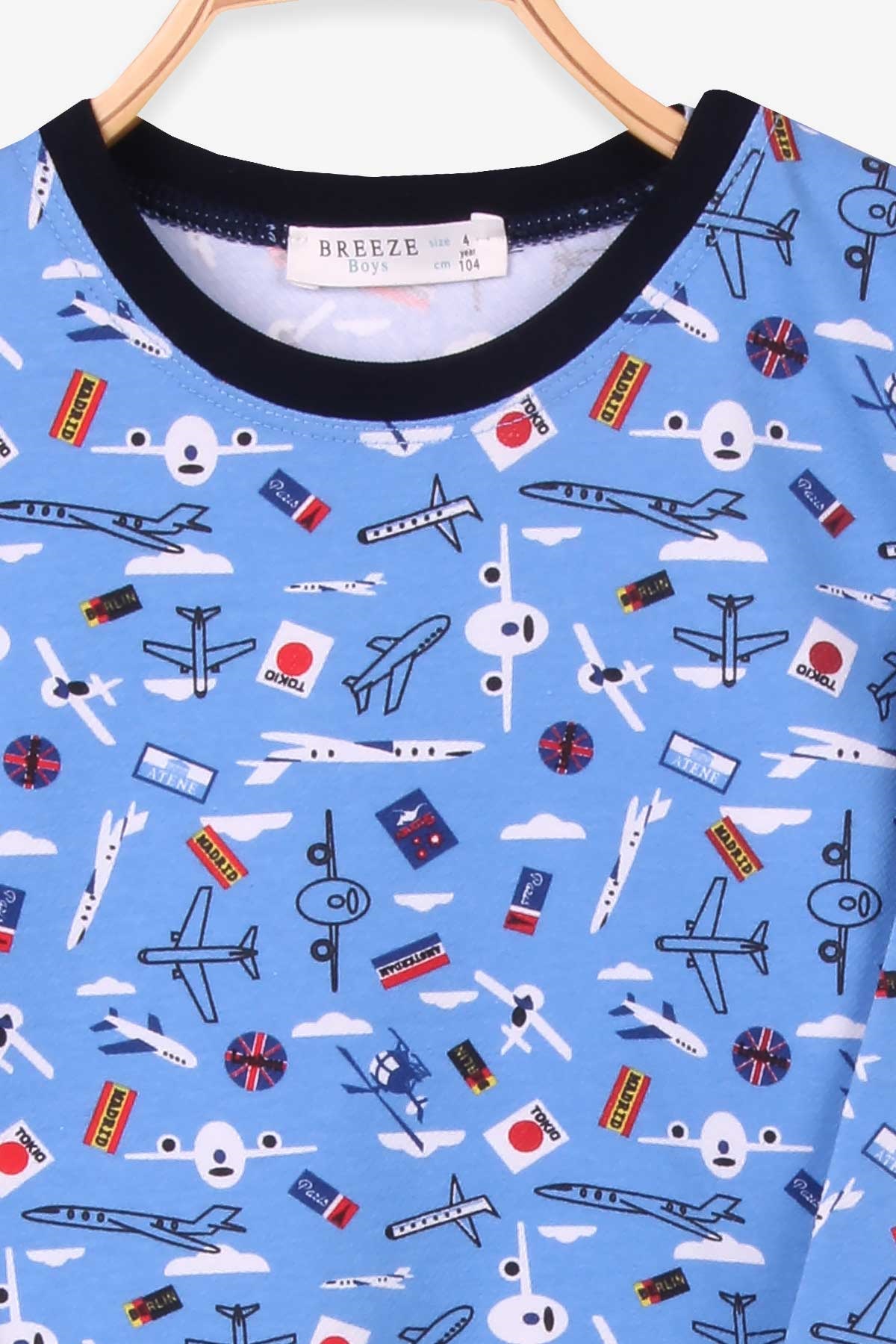Breeze Erkek Çocuk Pijama Takımı Uçak Baskılı Mavi (4-8 Yaş)