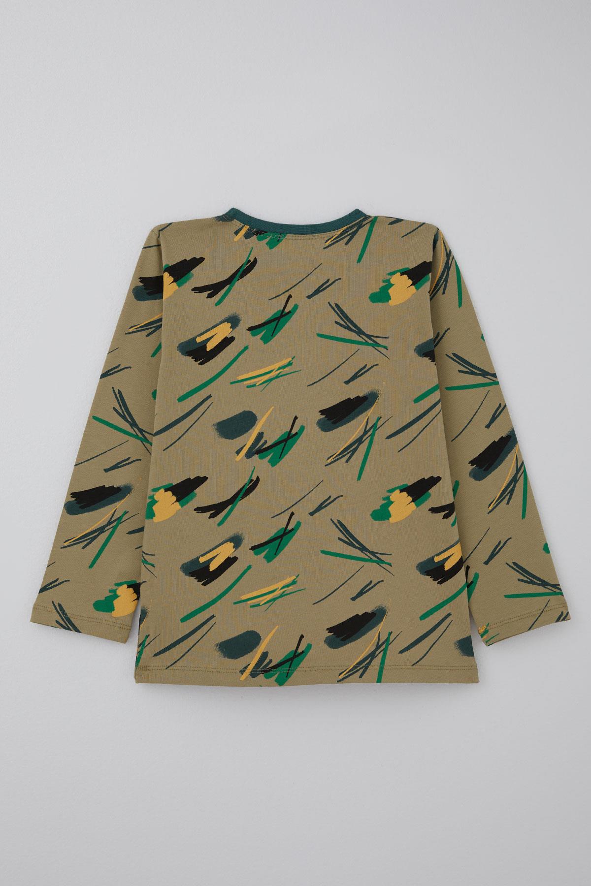 Breeze Erkek Çocuk Pijama Takımı Uykucu Fırça Haki Yeşil (4-8 Yaş)