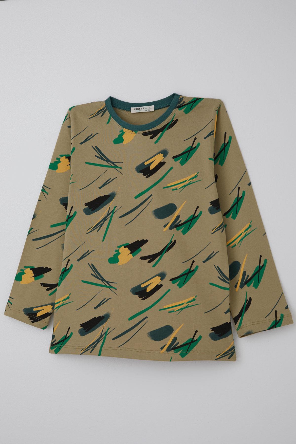 Breeze Erkek Çocuk Pijama Takımı Uykucu Fırça Haki Yeşil (4-8 Yaş)