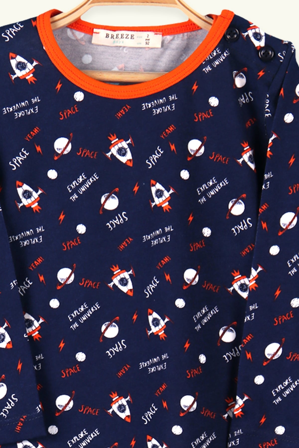 Breeze Erkek Çocuk Pijama Takımı Uzaylı Lacivert (2-6 Yaş)