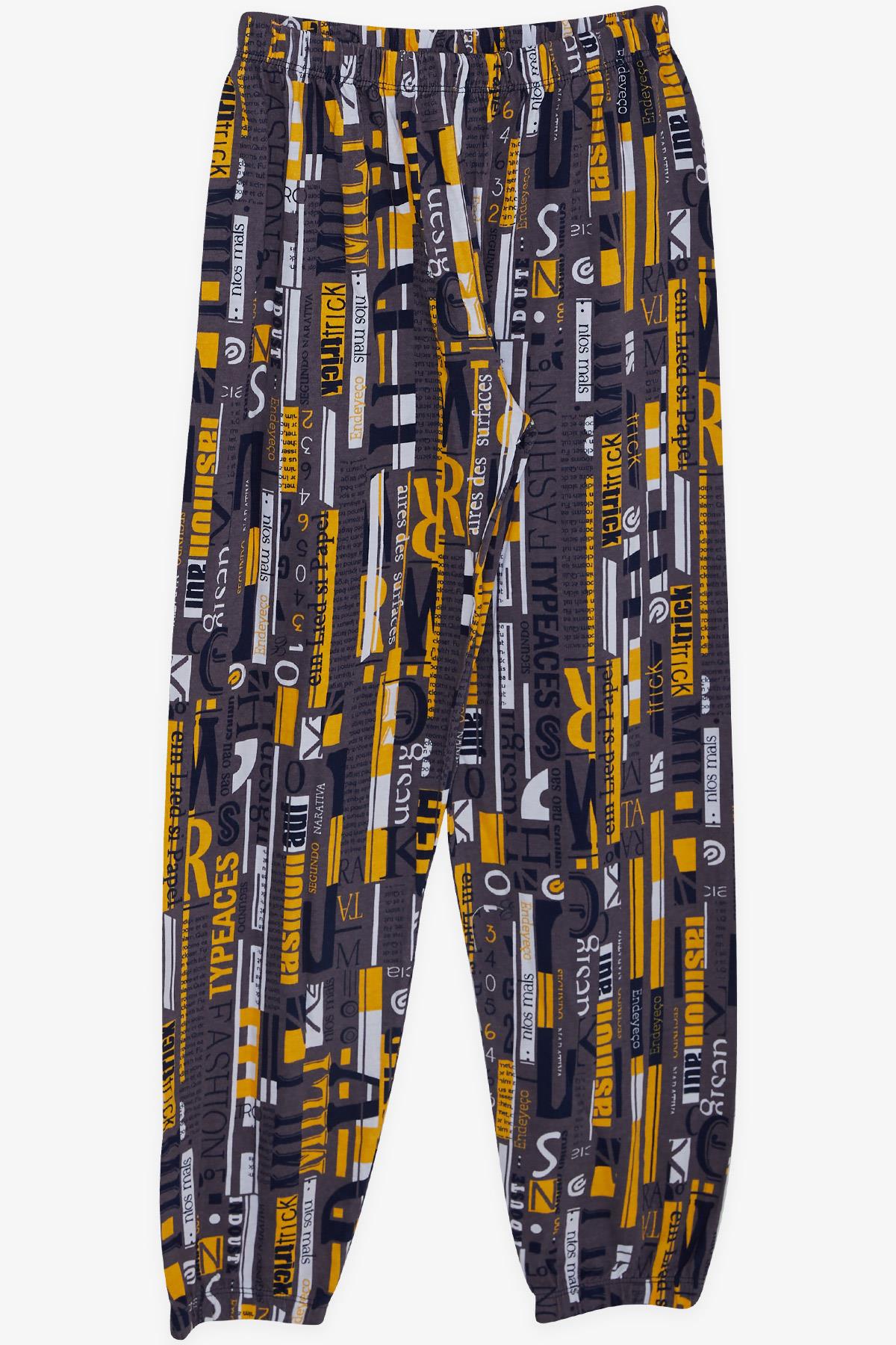 Breeze Erkek Çocuk Pijama Takımı Yazı Desenli Füme (9-14 Yaş)