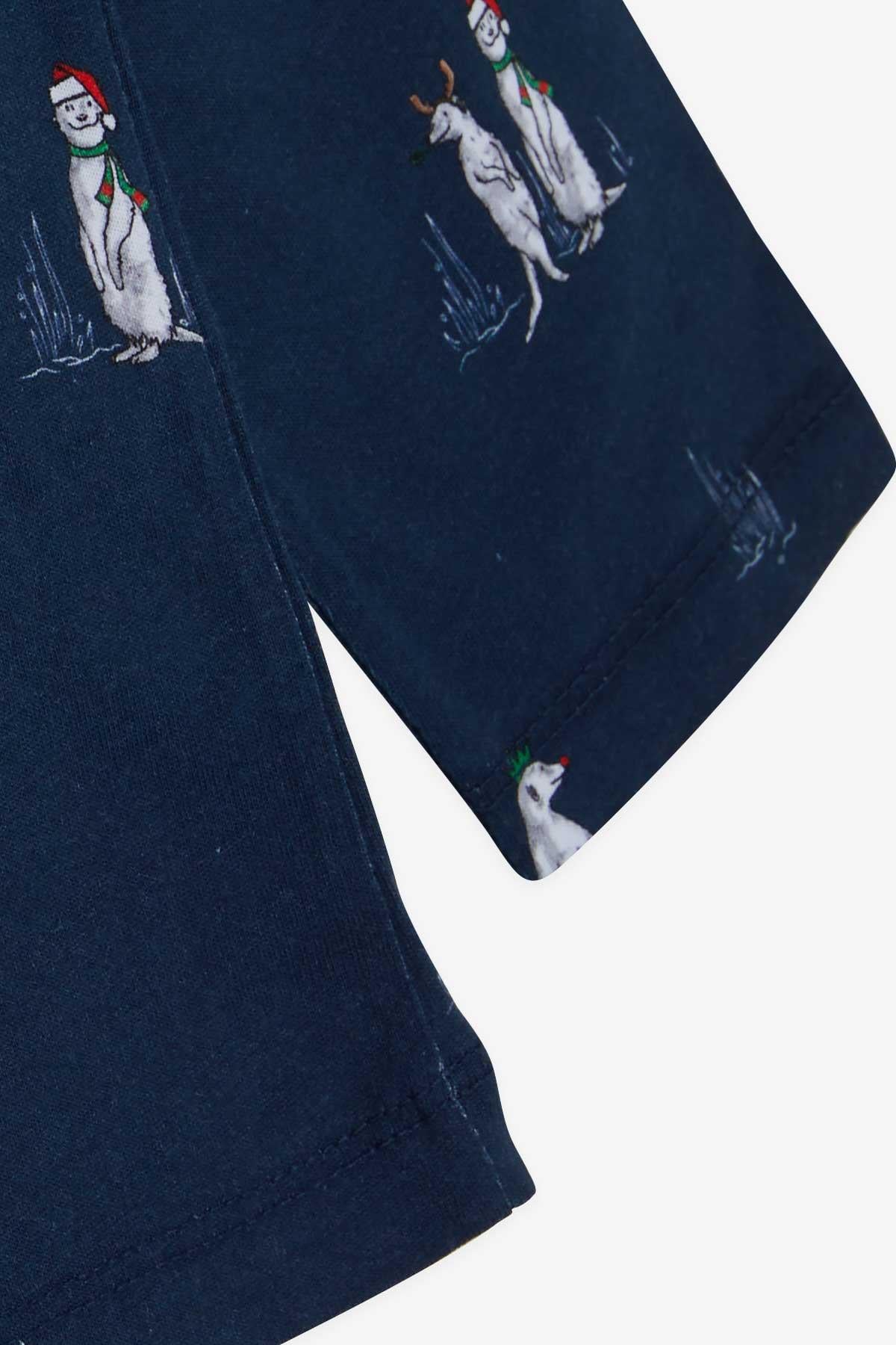 Breeze Erkek Çocuk Pijama Takımı Yılbaşı Temalı Lacivert (4-6 Yaş)
