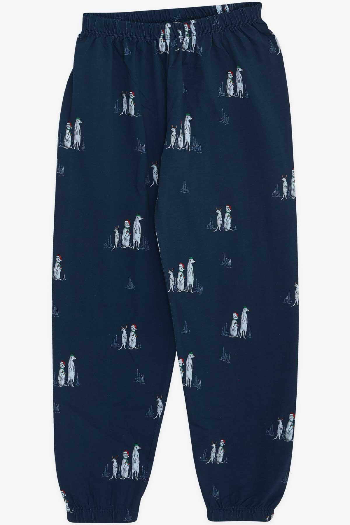 Breeze Erkek Çocuk Pijama Takımı Yılbaşı Temalı Lacivert (4-6 Yaş)