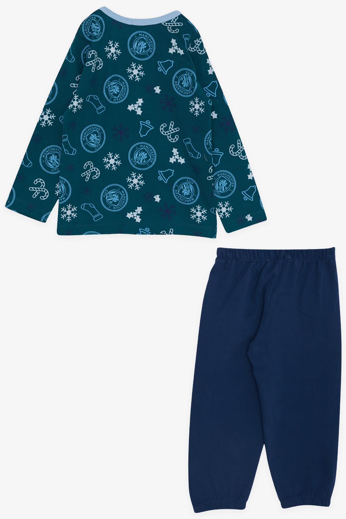 Breeze Erkek Çocuk Pijama Takımı Yılbaşı Temalı Petrol Yeşili (1-4 Yaş)