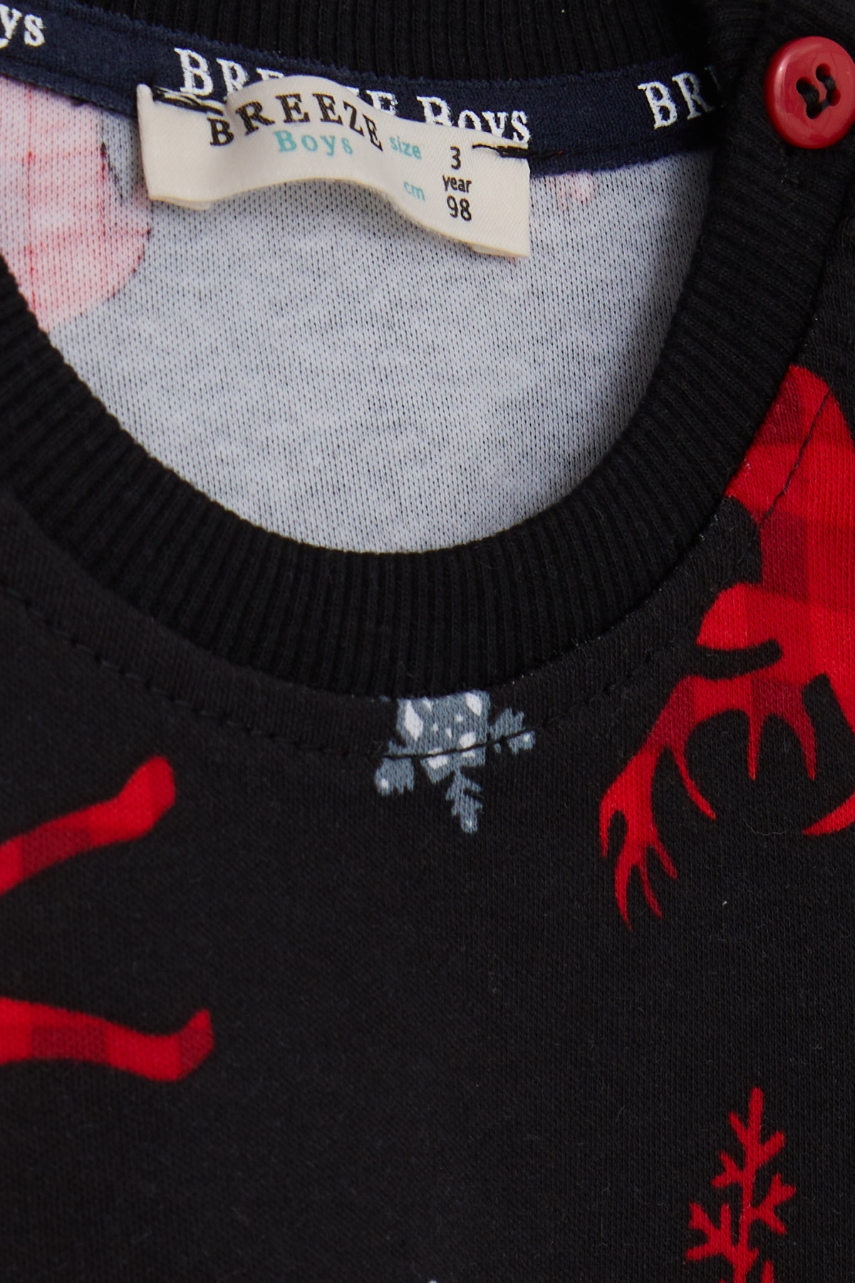Breeze Erkek Çocuk Pijama Takımı Yılbaşı Temalı Siyah (1.5-5 Yaş)