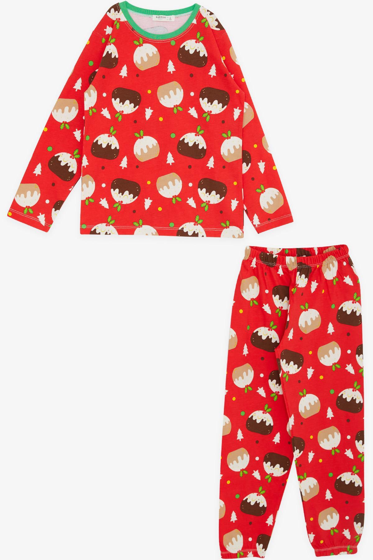 Breeze Erkek Çocuk Pijama Takımı Yılbaşı Temalı Kırmızı (4-8 Yaş)