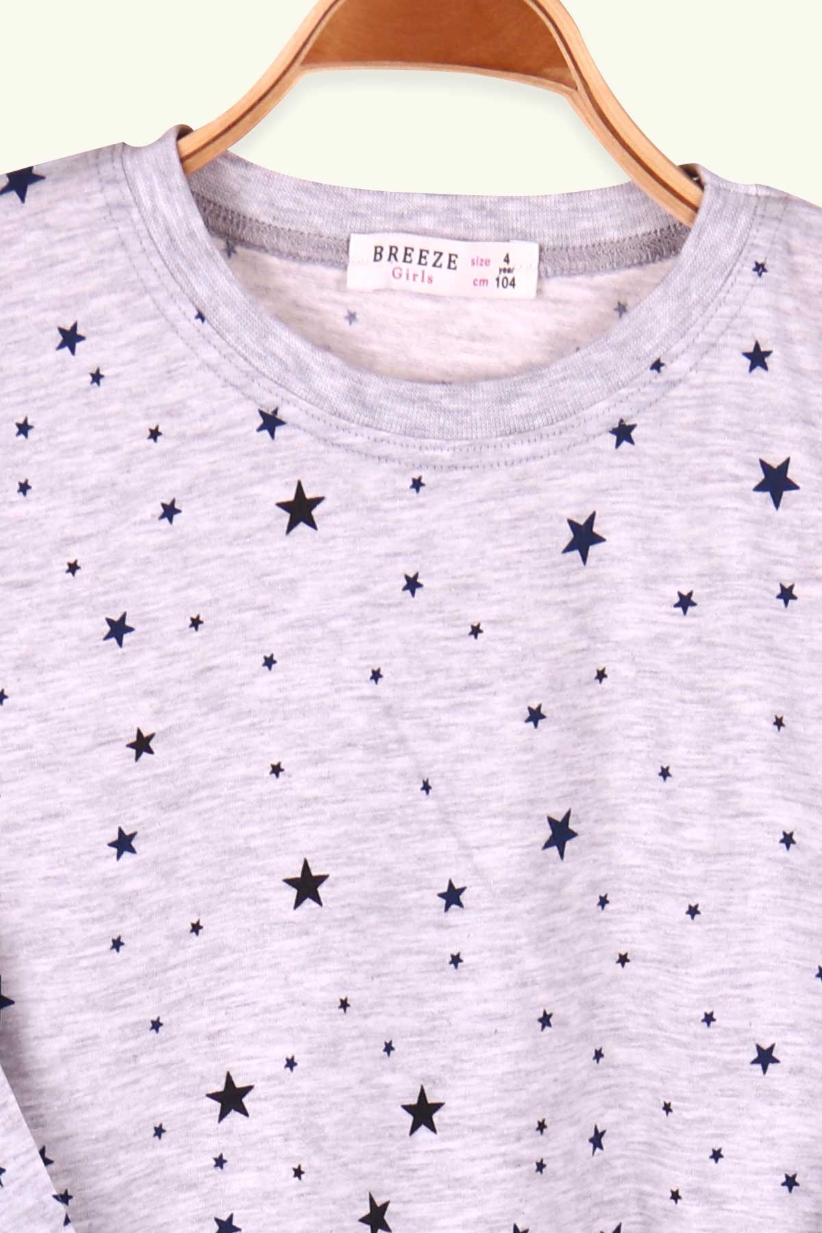 Breeze Erkek Çocuk Pijama Takımı Yıldızlı Açık Gri (4-8 Yaş)