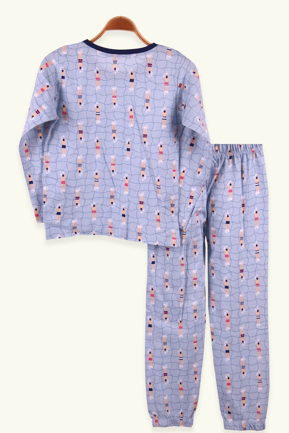 Breeze Erkek Çocuk Pijama Takımı Yüzücü Desenli Açık Mavi (6-10 Yaş)