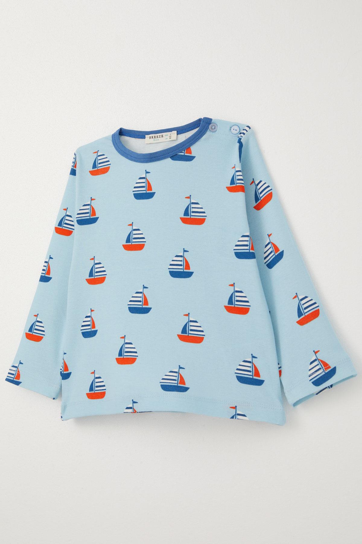 Breeze Erkek Çocuk Pijama Yelken Desenli Açık Mavi (1-3 Yaş)