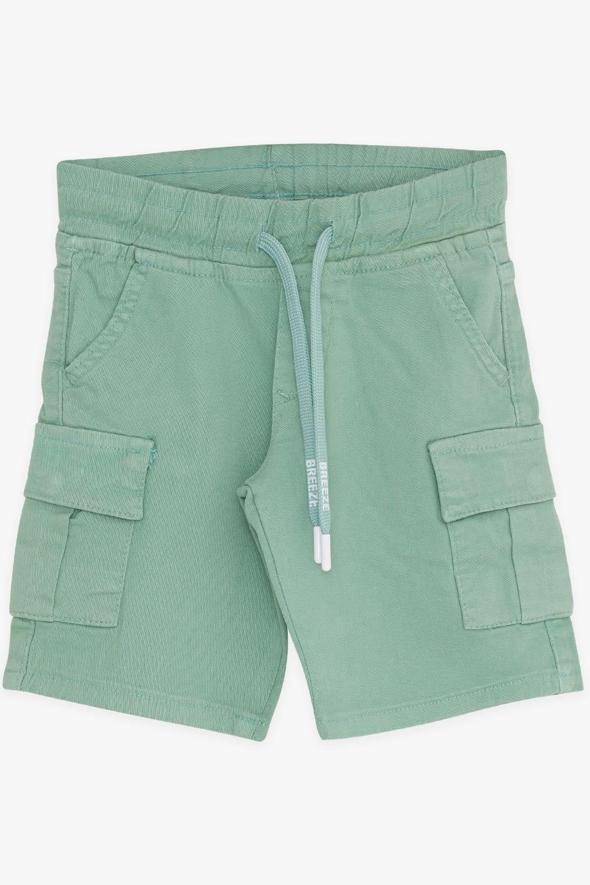 Breeze Erkek Çocuk Şort Kargo Cepli Bağcıklı Mint Yeşili (2-6 Yaş)