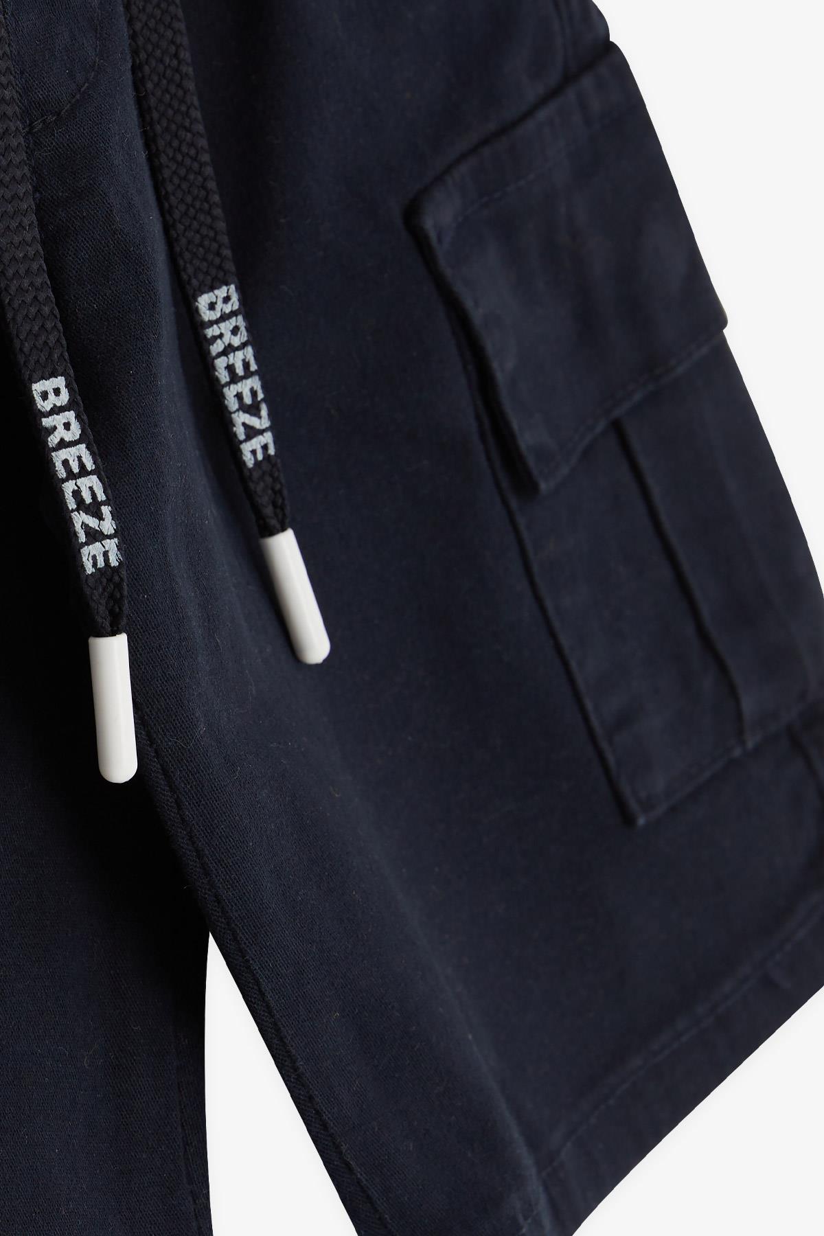 Breeze Erkek Çocuk Şort Kargo Cepli Bağcıklı Lacivert (2-6 Yaş)