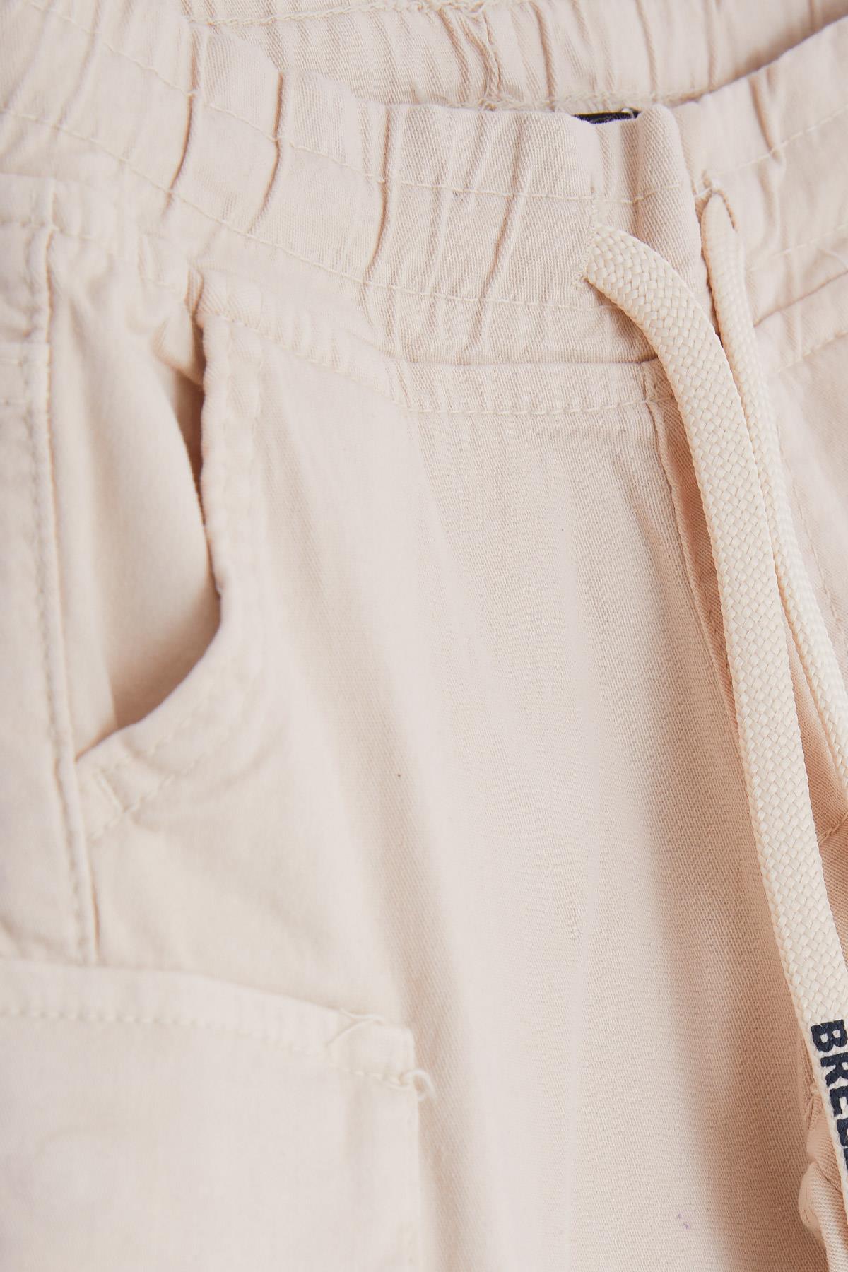 Breeze Erkek Çocuk Şort Kargo Cepli Bağcıklı Krem (2-6 Yaş)