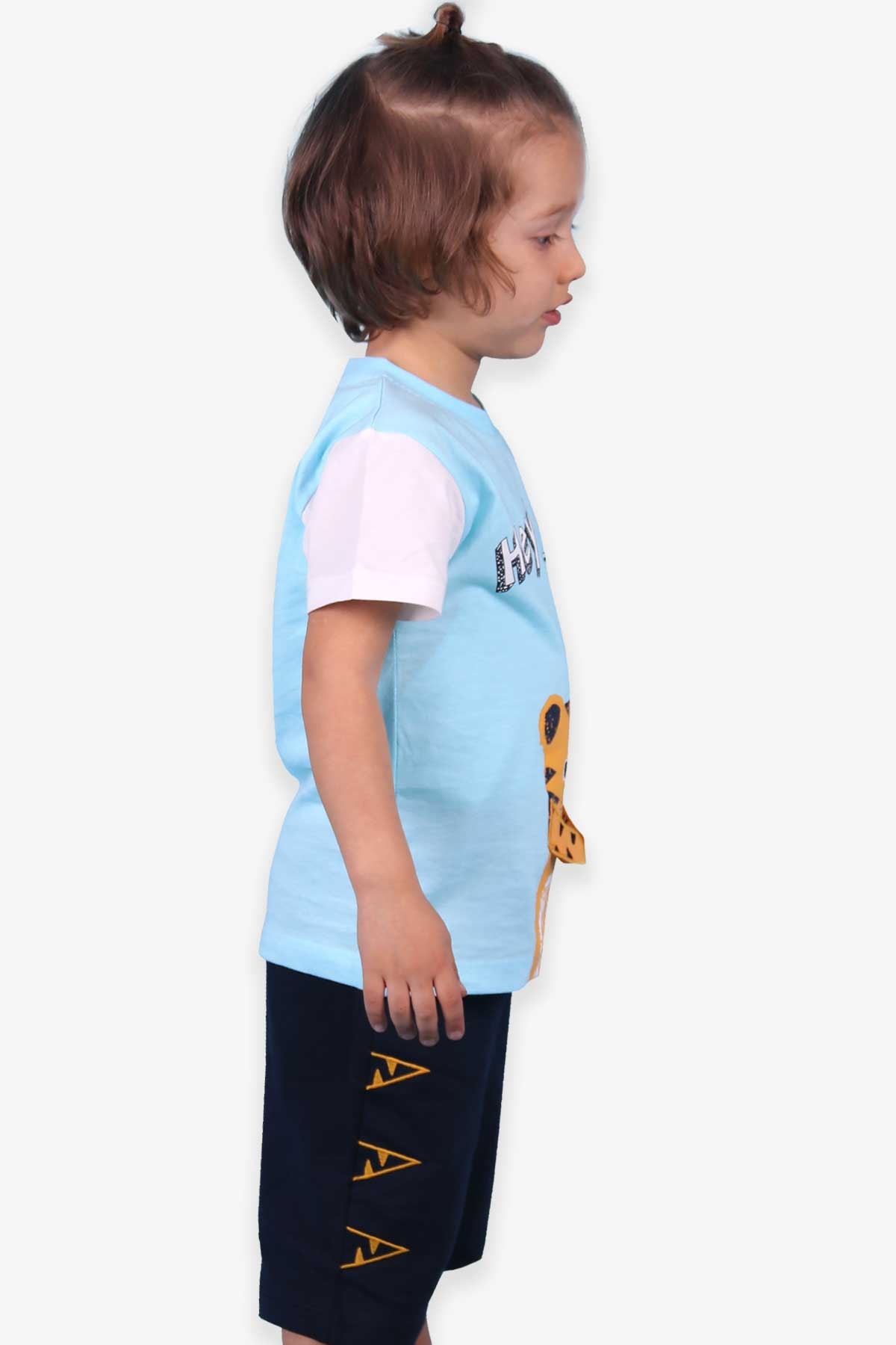 Breeze Erkek Çocuk Şort Takım Kaplan Baskı Turkuaz (1-4 Yaş)