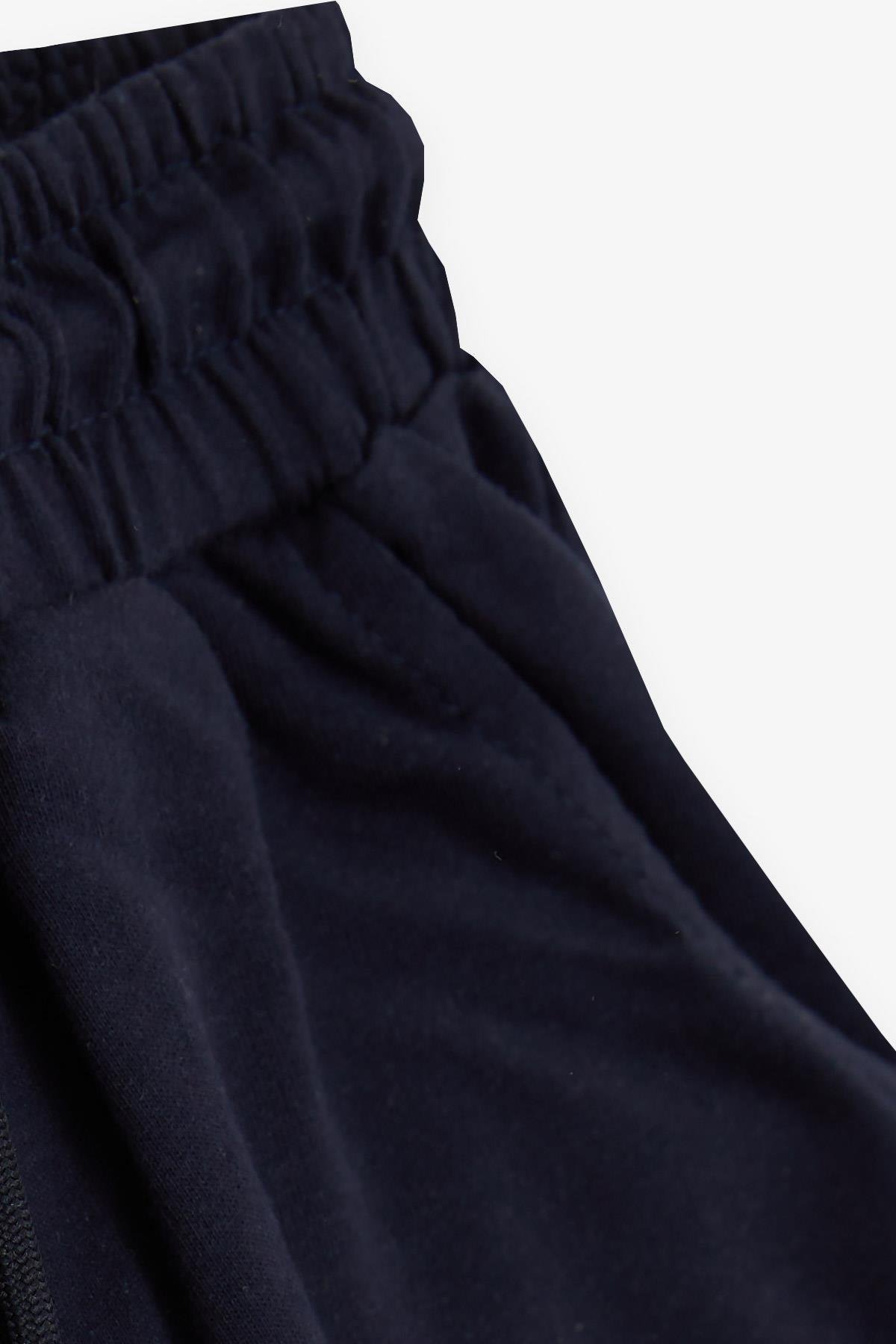 Breeze Erkek Çocuk Şort Yazı Baskılı Bağcıklı Cepli Beli Lastikli Lacivert (8-12 Yaş)