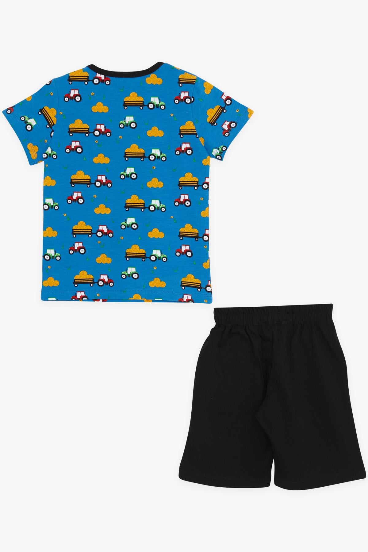 Breeze Erkek Çocuk Şortlu Pijama Takımı Traktör Desenli Mavi (1.5-5 Yaş)