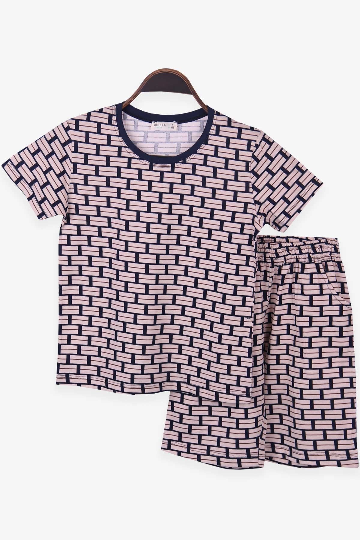 Breeze Erkek Çocuk Şortlu Pijama Takımı Desenli Bej (6-12 Yaş)