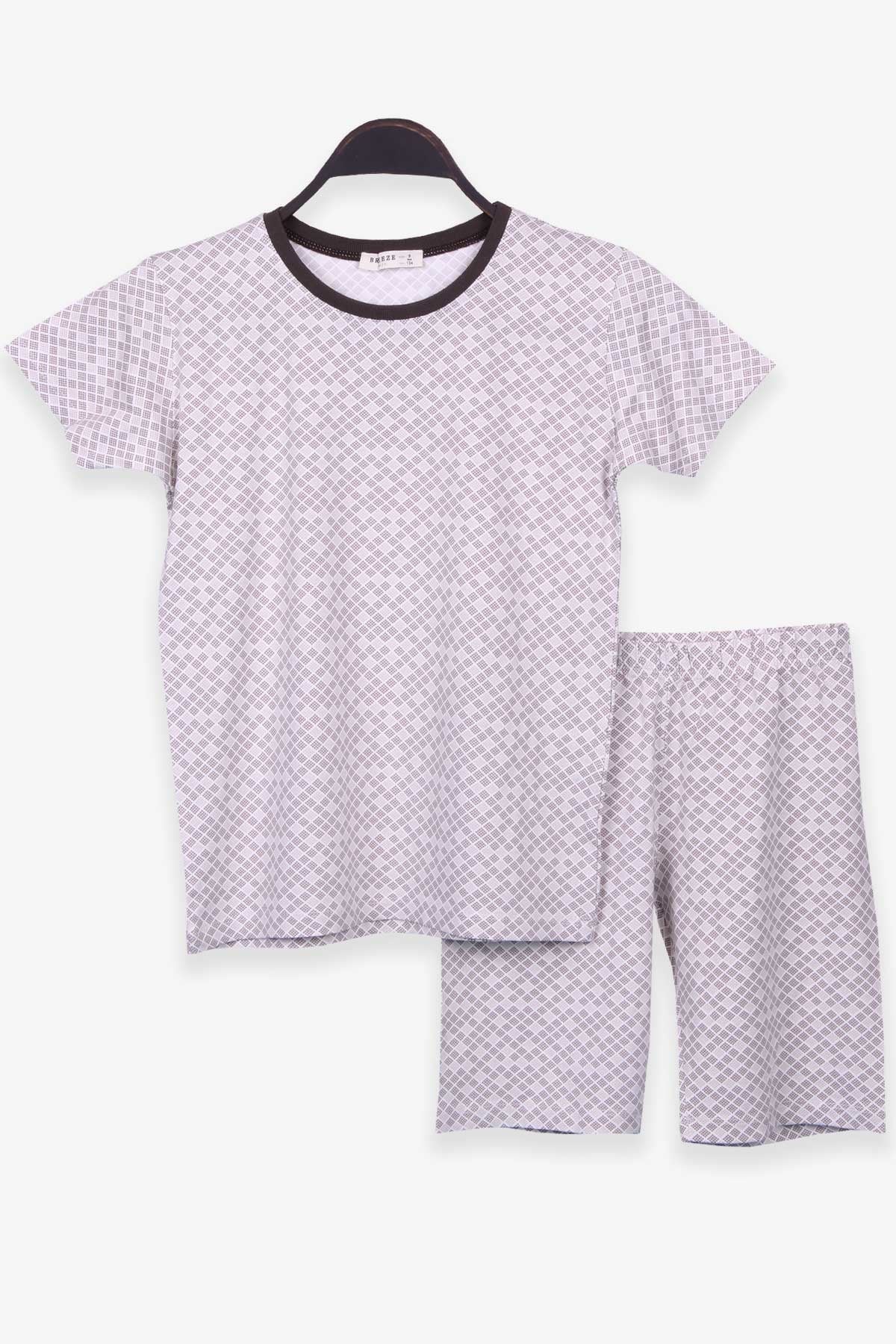 Breeze Erkek Çocuk Şortlu Pijama Takımı Desenli Bej (9-12 Yaş)