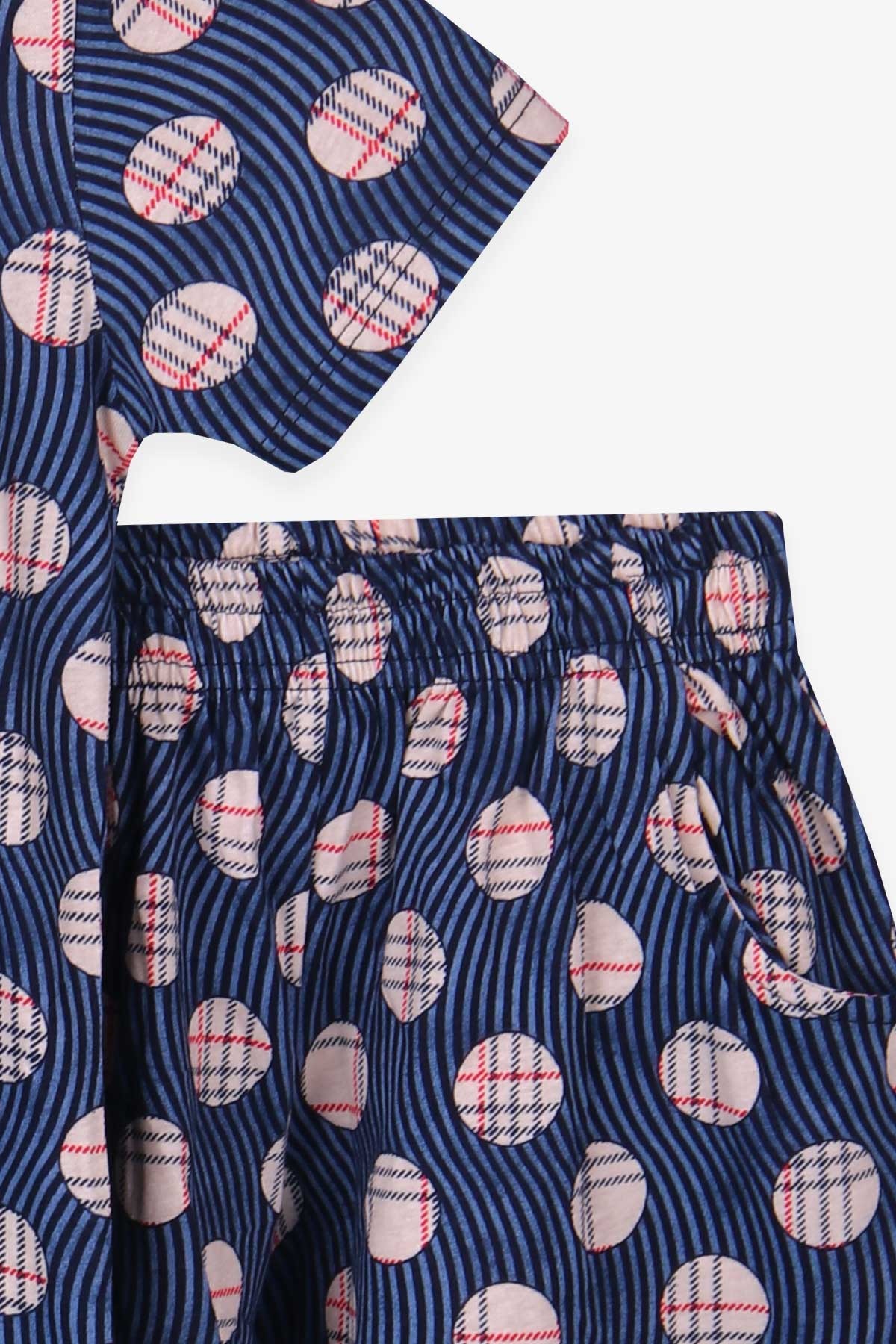 Breeze Erkek Çocuk Şortlu Pijama Takımı Desenli Mavi (6-12 Yaş)