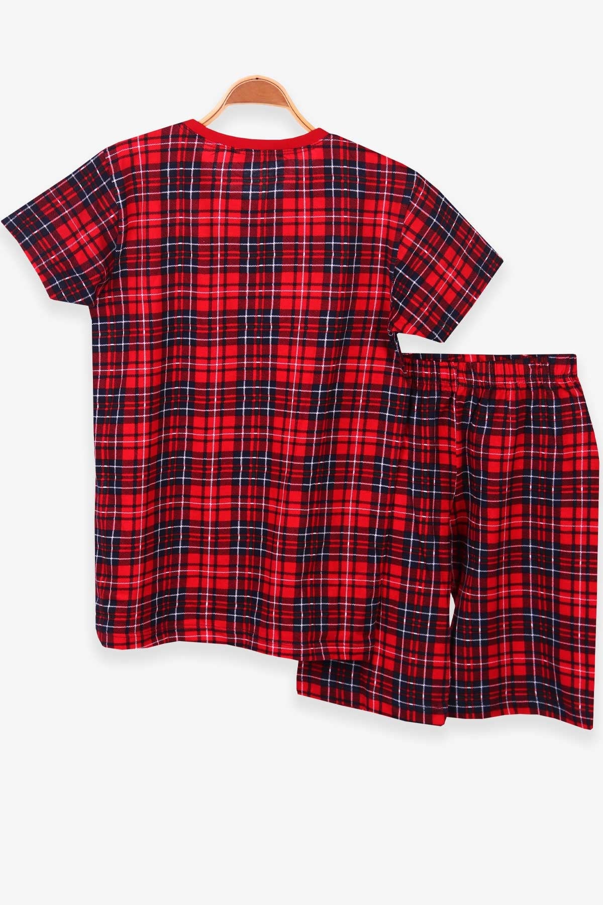Breeze Erkek Çocuk Şortlu Pijama Takımı Ekoseli Kırmızı (10-14 Yaş)