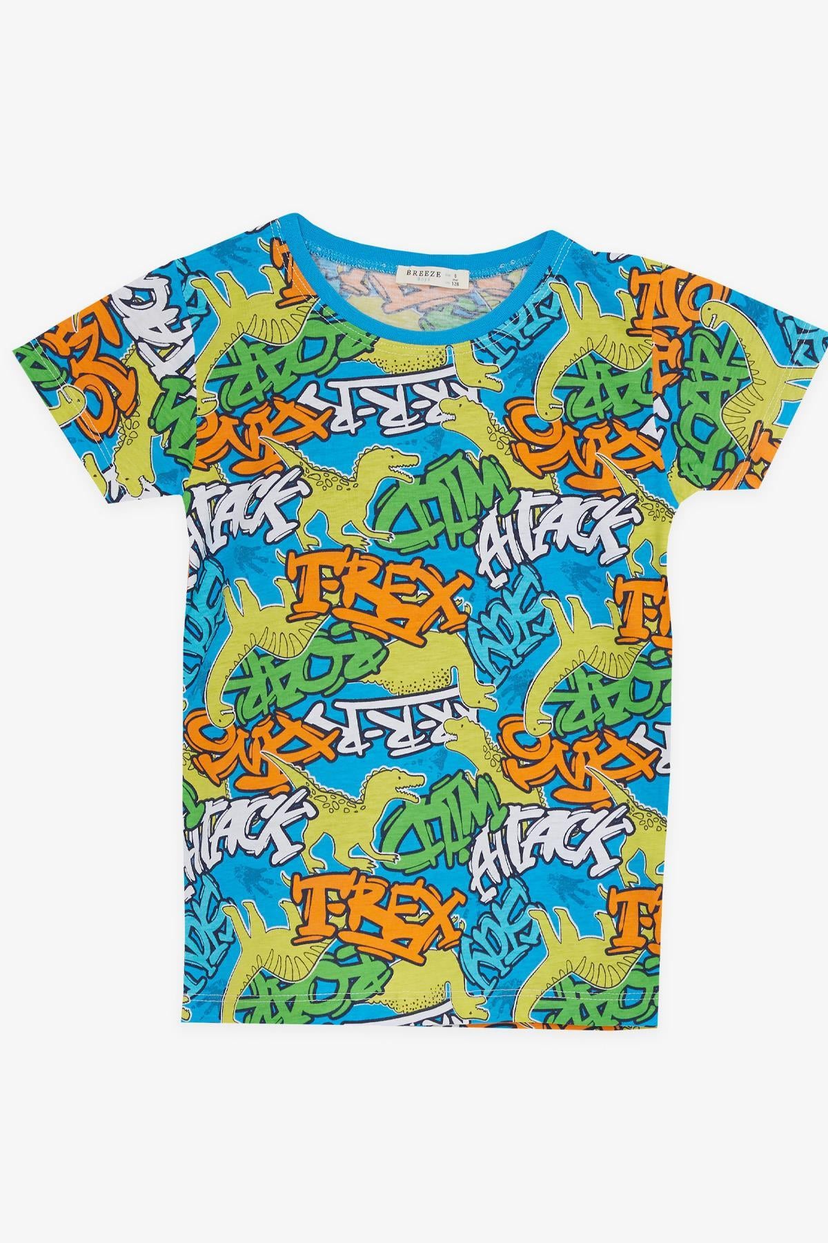 Breeze Erkek Çocuk Şortlu Pijama Takımı Dinozor Desenli Karışık Renk (4-8 Yaş)