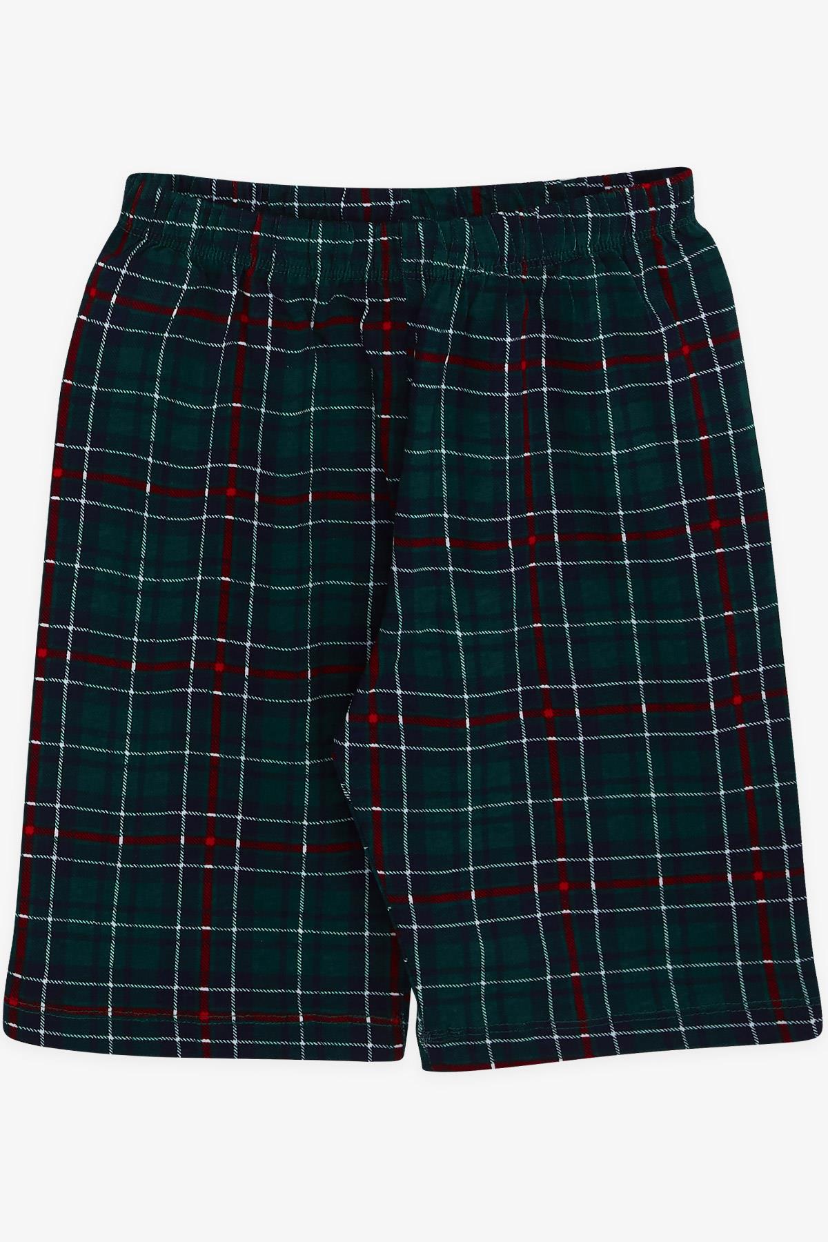 Breeze Erkek Çocuk Şortlu Pijama Takımı Ekose Desenli Koyu Yeşil (10-14 Yaş)