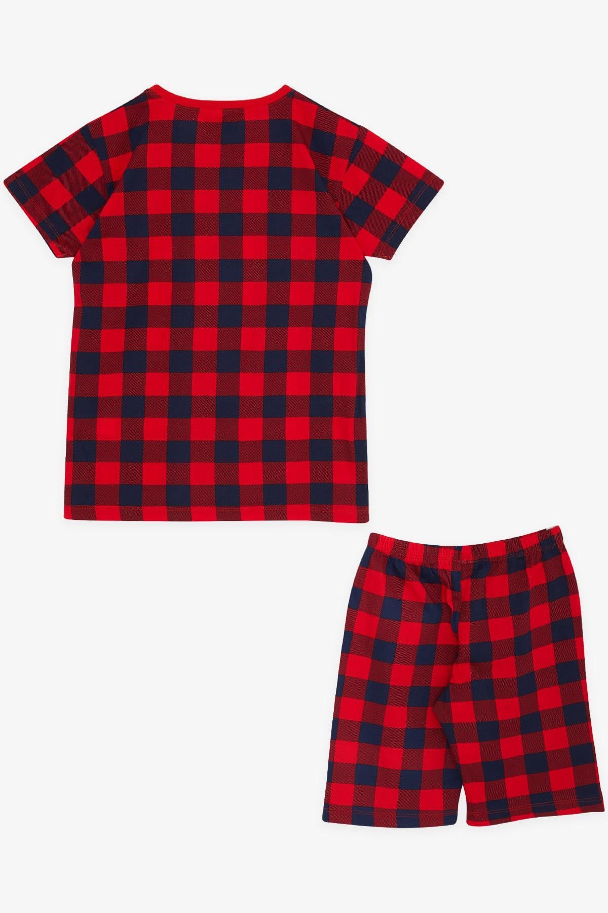 Breeze Erkek Çocuk Şortlu Pijama Takımı Yazı Desenli Kırmızı (10-14 Yaş)