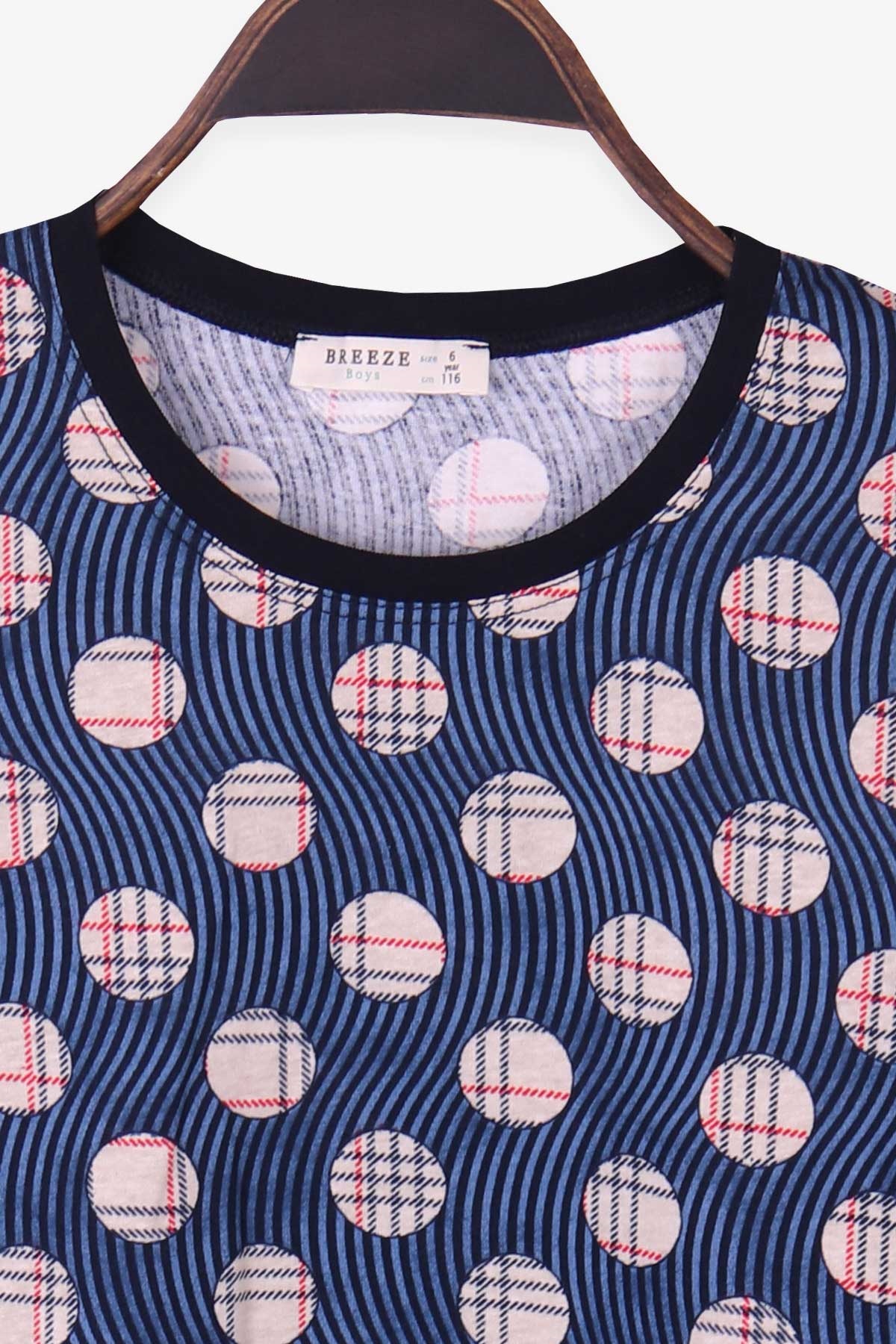 Breeze Erkek Çocuk Şortlu Pijama Takımı Desenli Mavi (6-12 Yaş)