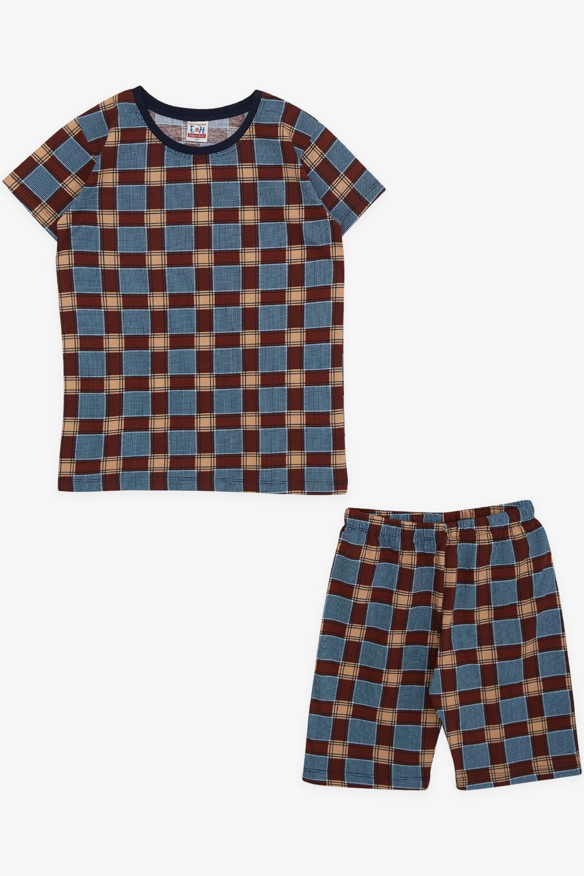 Breeze Erkek Çocuk Şortlu Pijama Takımı Ekose Desenli Karışık Renk (10-14 Yaş)