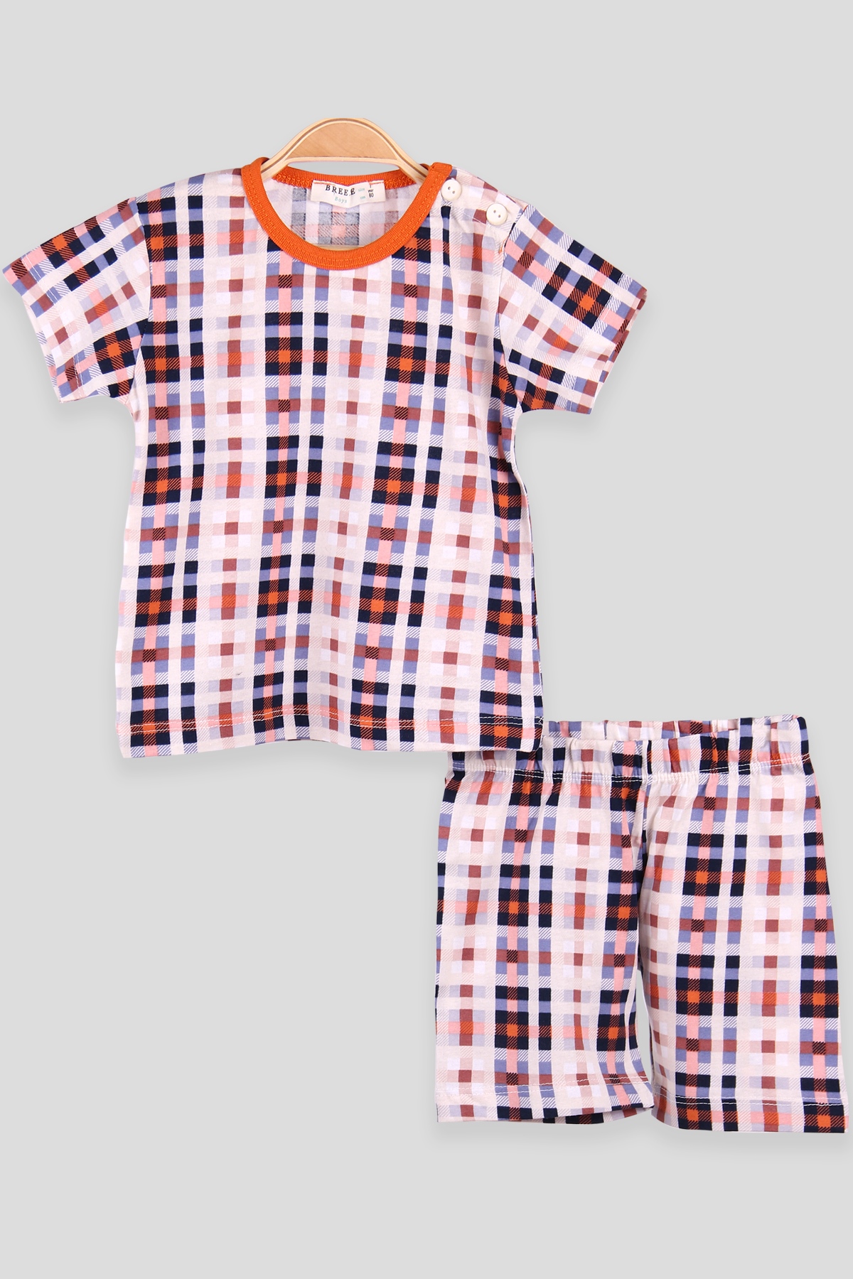 Breeze Erkek Çocuk Şortlu Pijama Takımı Desenli Turuncu (1-6 Yaş)