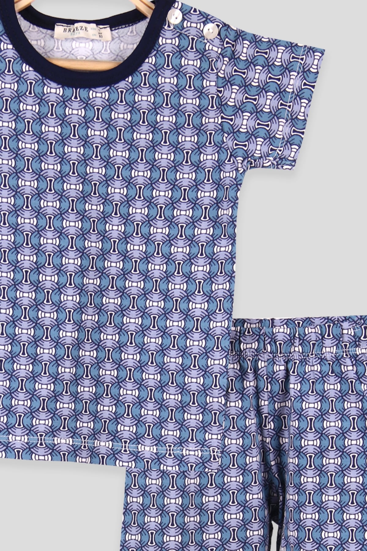 Breeze Erkek Çocuk Şortlu Pijama Takımı Desenli Mavi (1-4 Yaş)