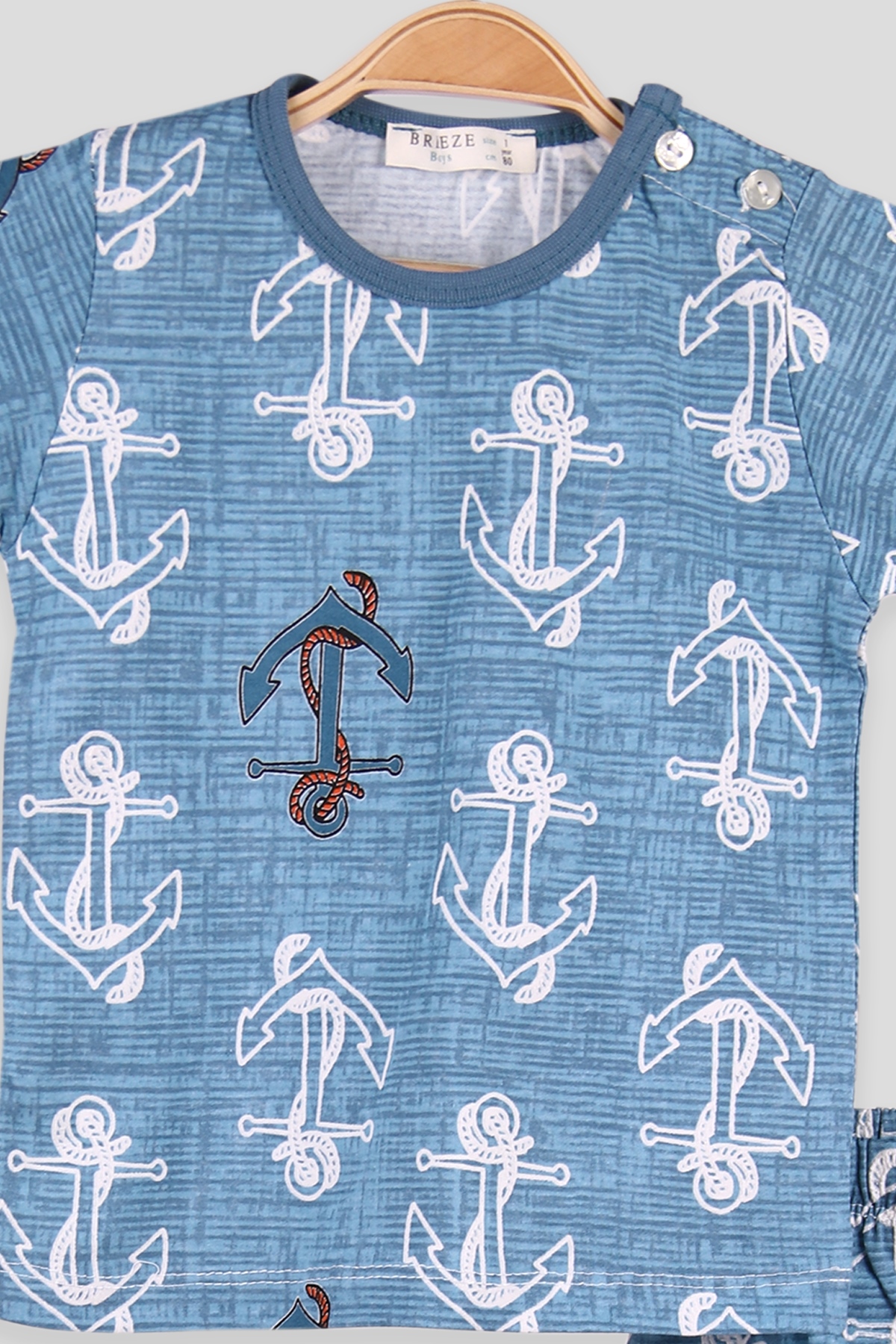 Breeze Erkek Çocuk Şortlu Pijama Takımı Desenli Mavi (1-4 Yaş)