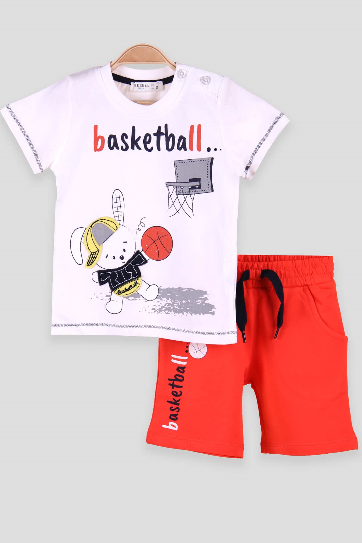 Breeze Erkek Çocuk Şortlu Takım Basketball Baskılı Turuncu (1-4 Yaş)