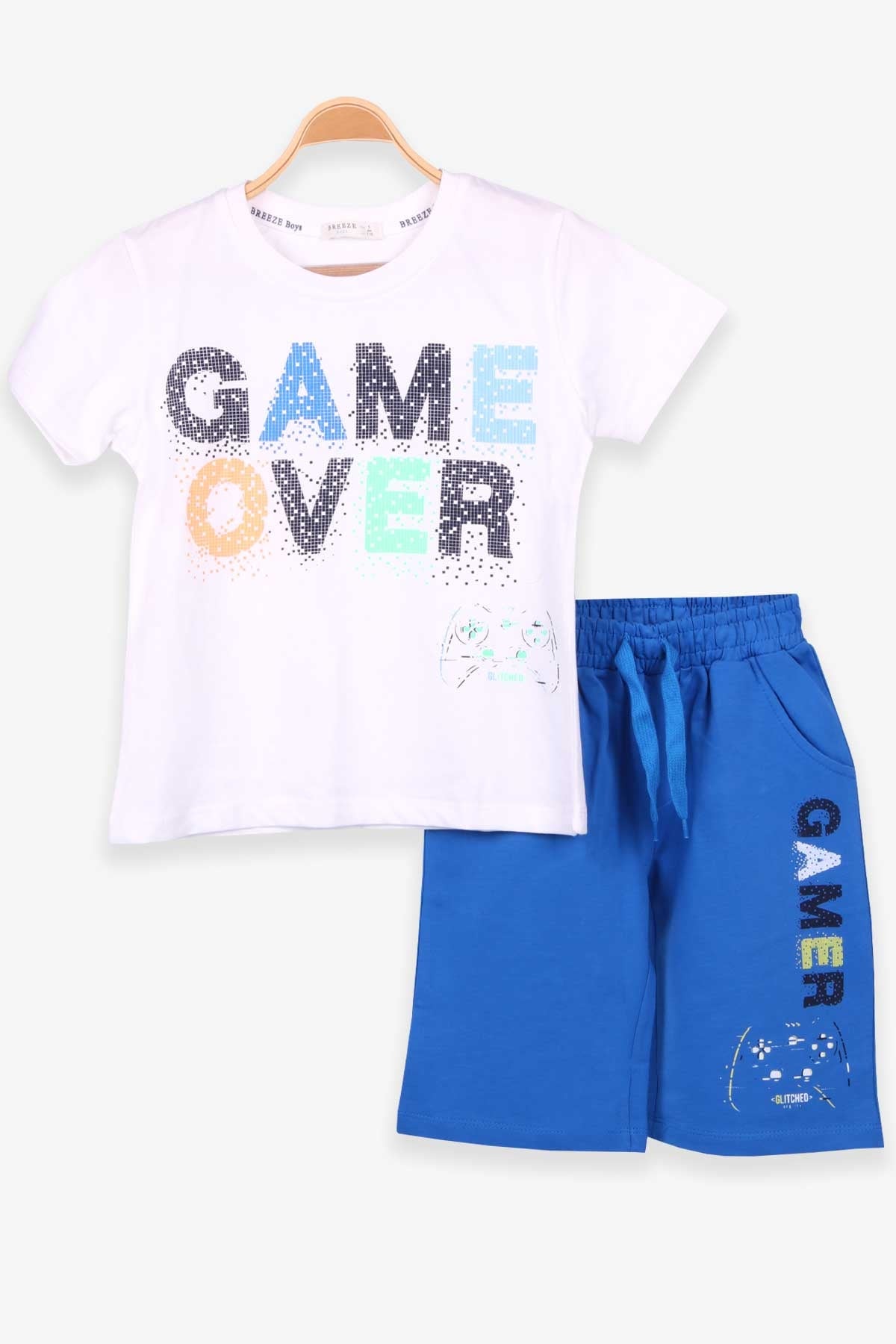 Breeze Erkek Çocuk Şortlu Takım Baskılı Ekru (5-10 Yaş)